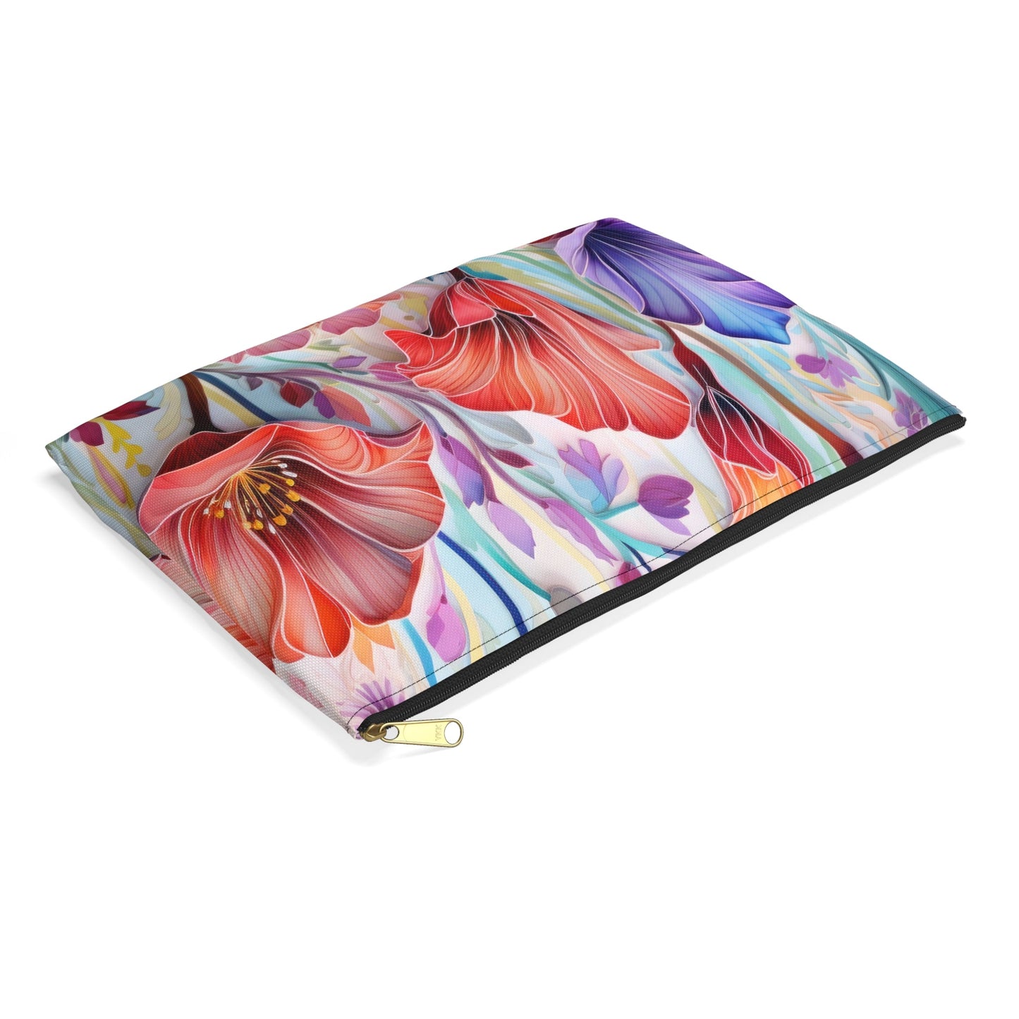 Lily Flowers Accessory Pouch, Floral Makeup Bag, Botanical Zipper Pouch, Garden Lover Toiletry Bag, Flower Print Travel - Victory Thru Vision