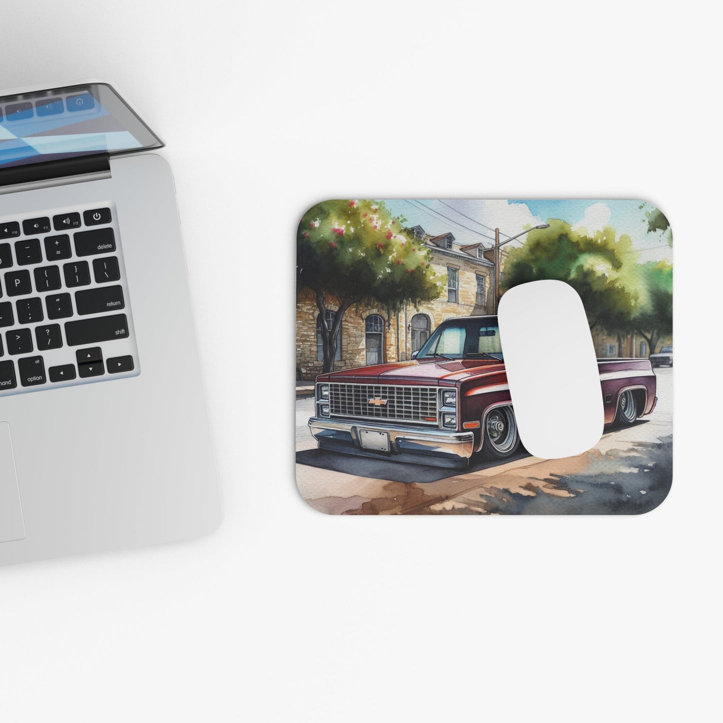 Lowered 1987 Chevy Truck Mouse Pad, Classic Truck Desk Accessory, Gift for Him, Gamer Mouse Mat, Truck Enthusiast - Victory Thru Vision
