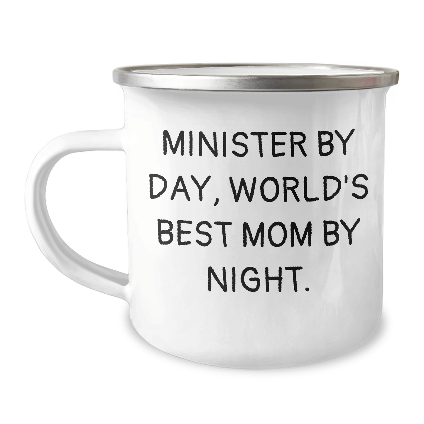 Minister Gifts for Men, Funny Camping Mug with Quote 'Minister By Day, World's Best Mom By Night.', Gifts from Family for Father's Day - Victory Thru Vision