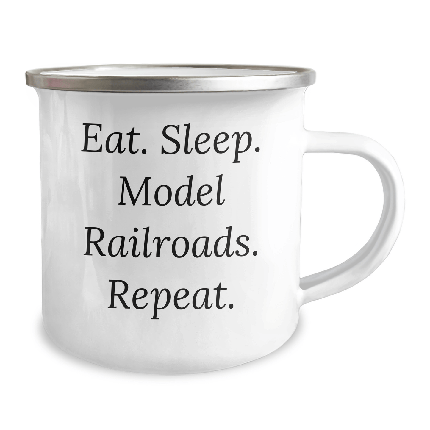 Model Railroads Enthusiast Gifts, Funny Camping Mug for Dad, Eat. Sleep. Model Railroads. Repeat. - Gifts from Men, for Model Railroads Lovers on Father's Day - Victory Thru Vision