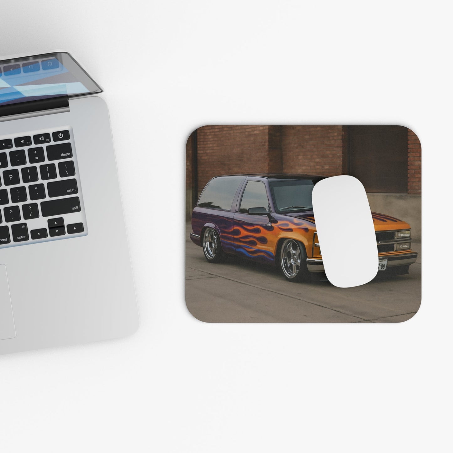 Mouse Pad - Lowered 1994 Chevy Tahoe With Flames - Victory Thru Vision