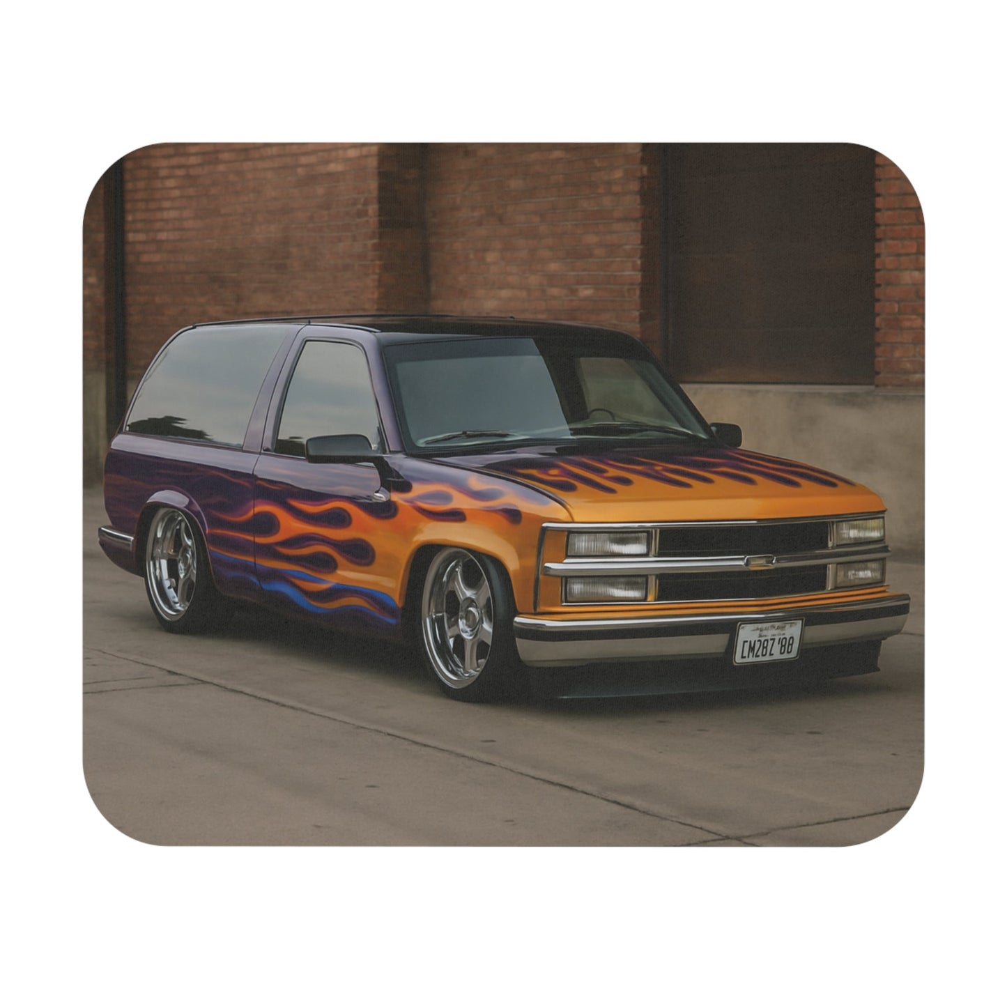 Mouse Pad - Lowered 1994 Chevy Tahoe With Flames - Victory Thru Vision