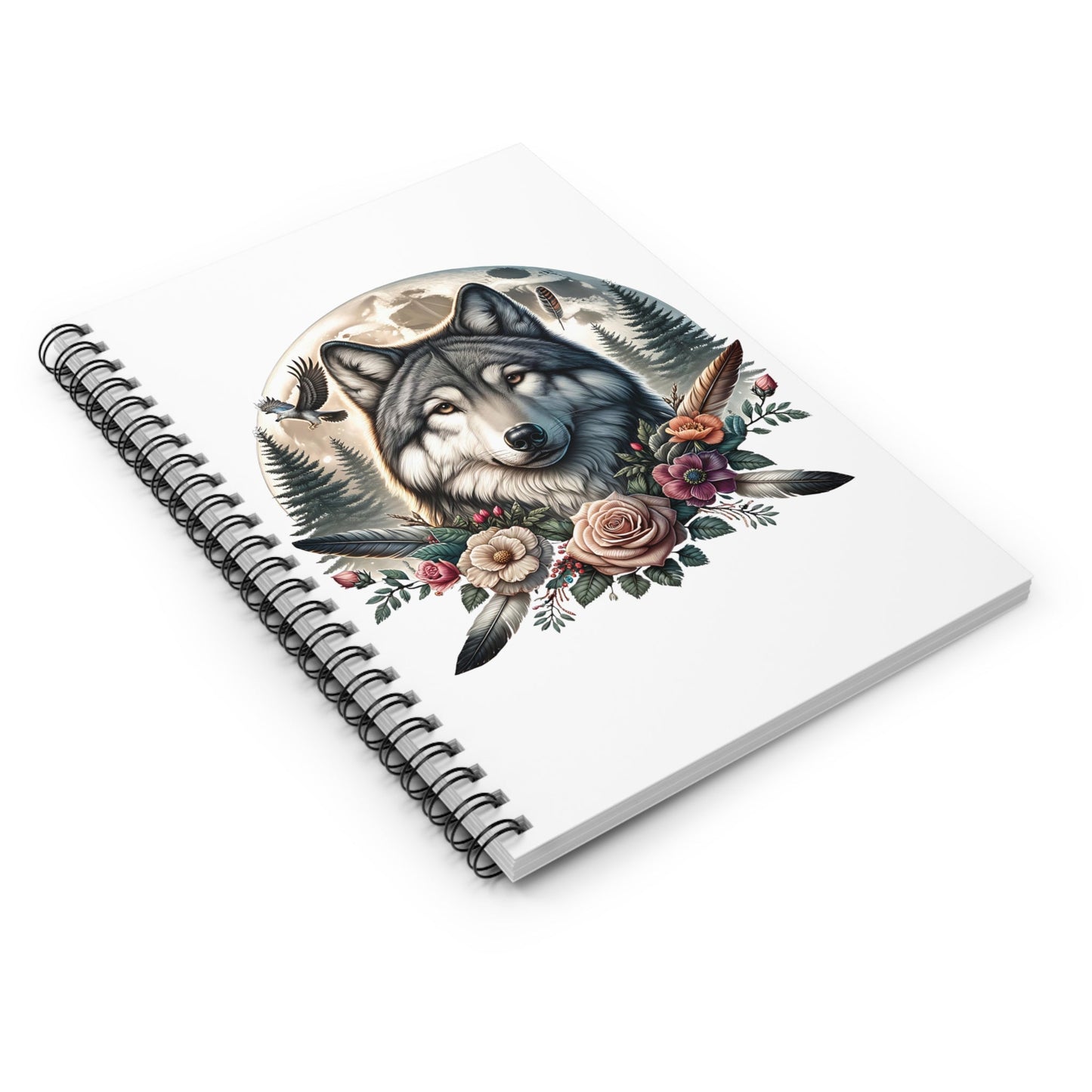 Native American Wolf Notebook, Wolves Lover, Journal, Sketchbook, Gift for Nature Enthusiast, Wildlife Stationery - Victory Thru Vision