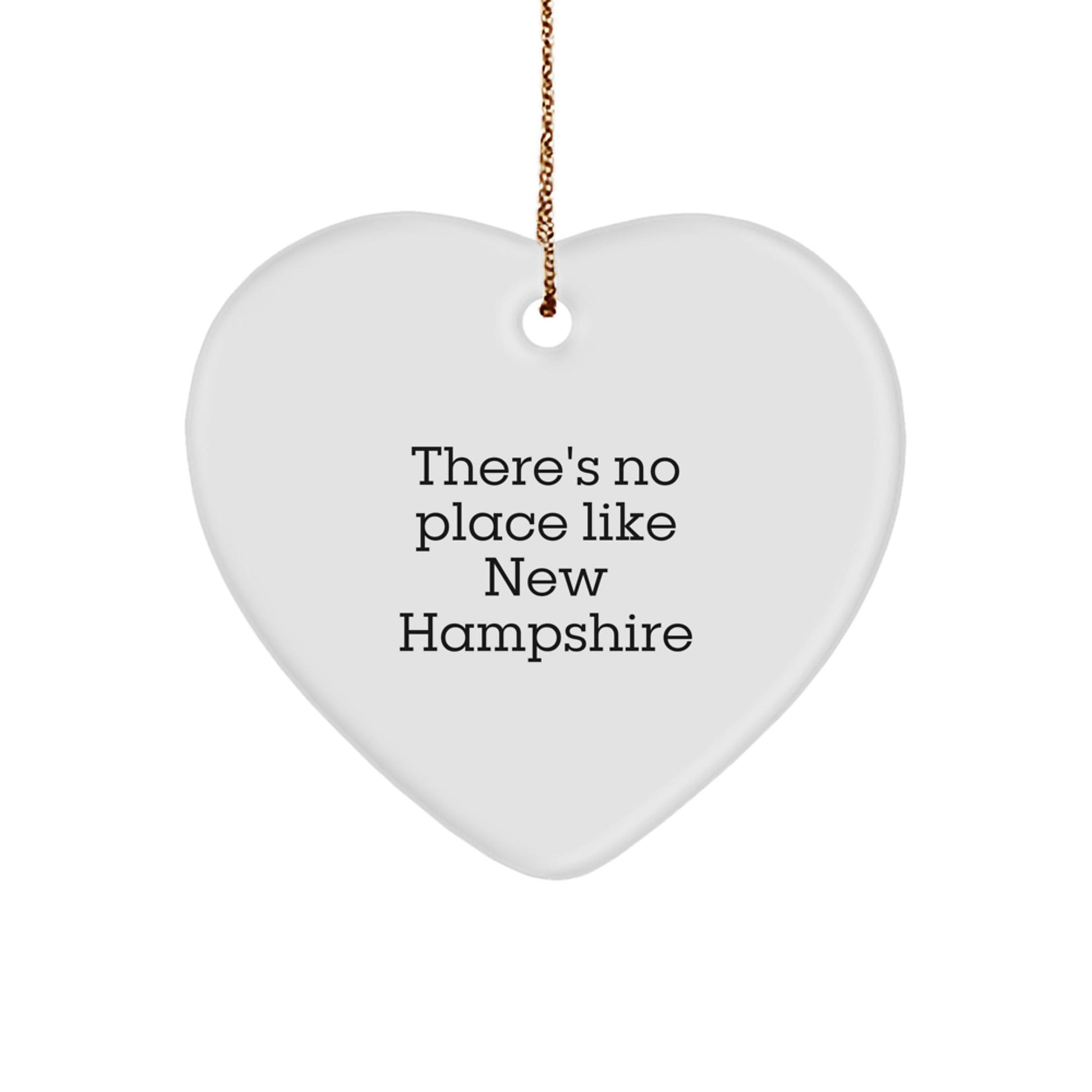 New Hampshire Heart Ornament, 'There's No Place Like New Hampshire' Quote for Christmas Unique Gifts from Friends and Family - Victory Thru Vision
