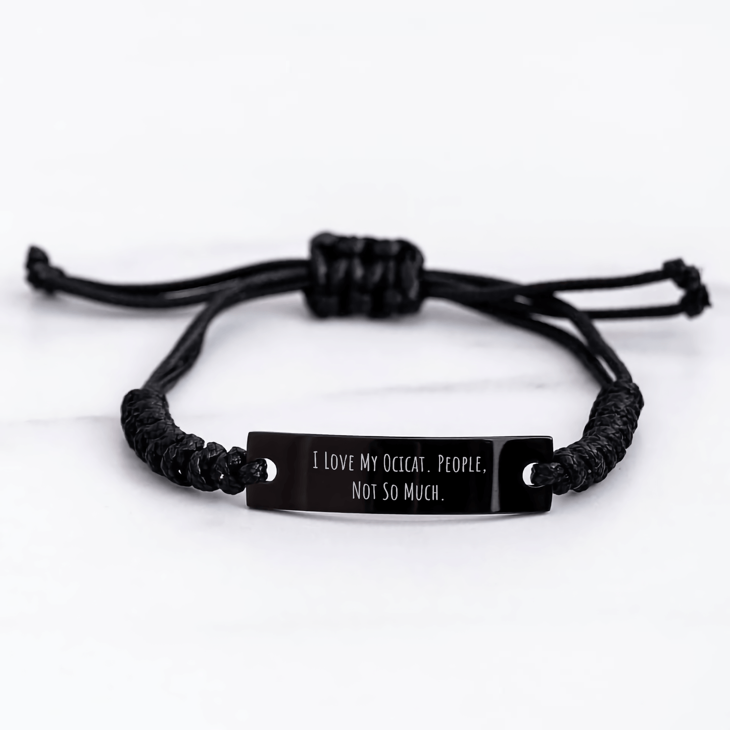 Ocicat Gifts for Men, Funny Quote Rope Bracelet, Adjustable Black Stainless Steel, Father's Day Unique Gifts from Family, Gifts for Ocicat Lovers - Victory Thru Vision