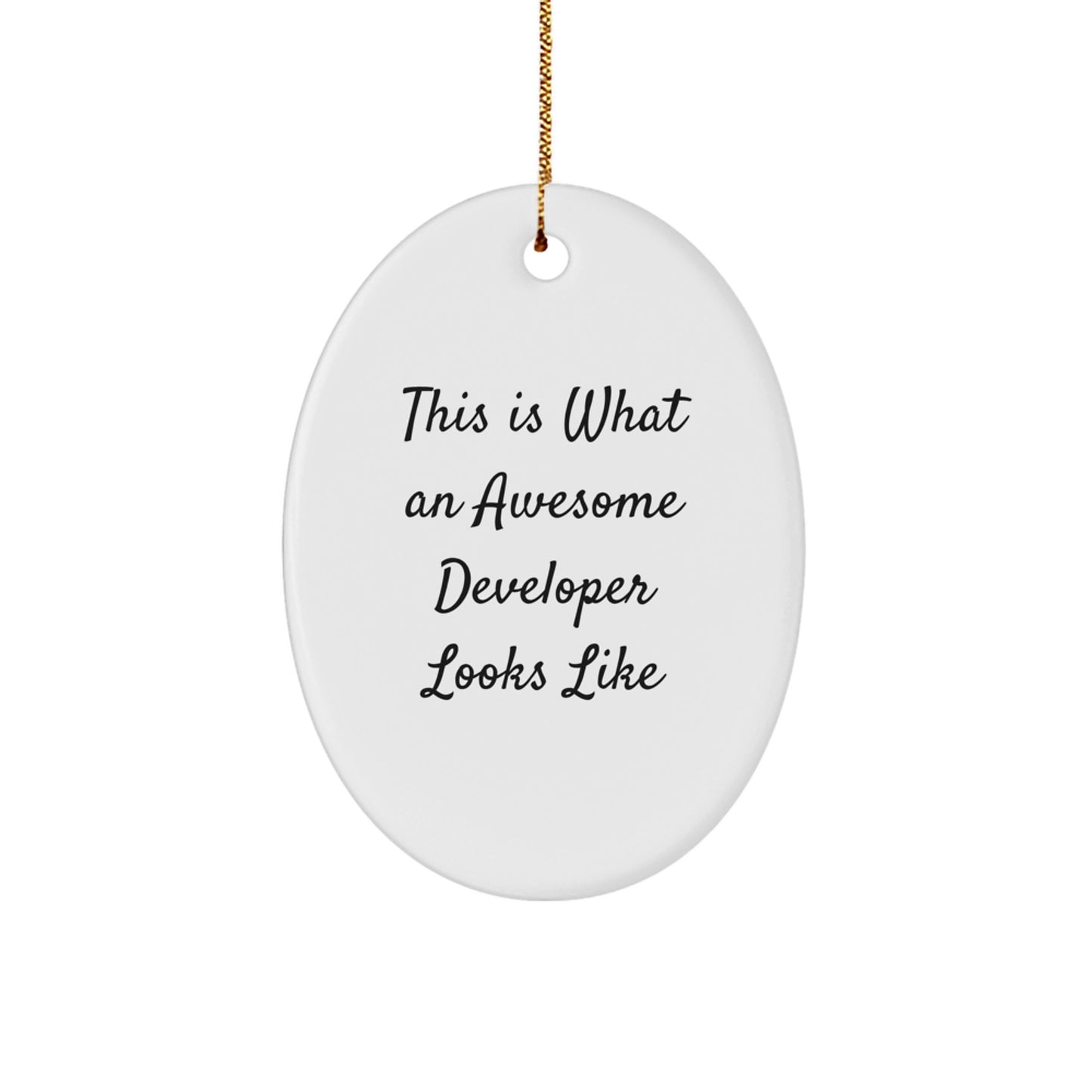 Funny Developer Christmas Unique Gifts from Friends for Men Oval Ornament - This Is What An Awesome Developer Looks Like - Image 1