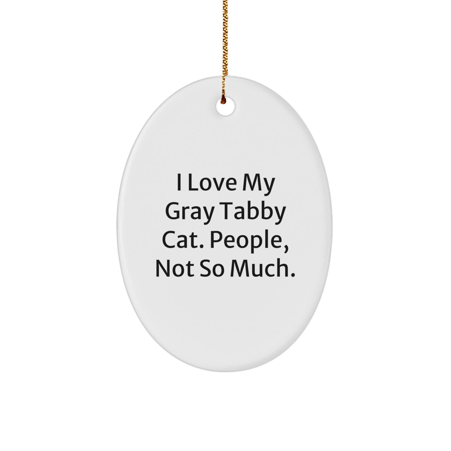Gray Tabby Cat Oval Ornament Funny Quote Gifts from Friends to Family for Christmas - Image 1