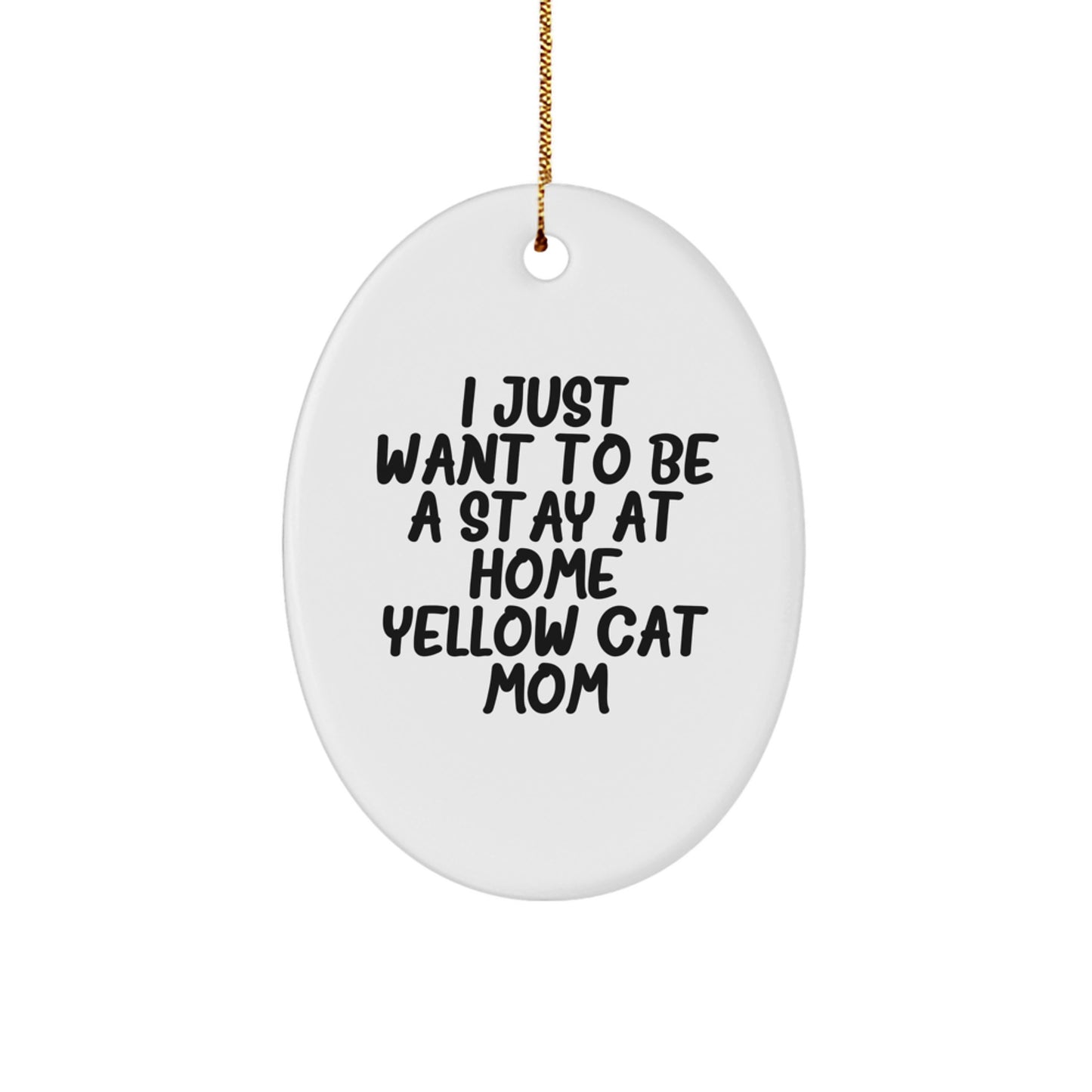 Funny Yellow Cat Mom Oval Ornament Gifts for Yellow Cat Ladies from Friends, Yellow Cat Oval Shaped Decorations for Christmas Unique Gifts - Image 1