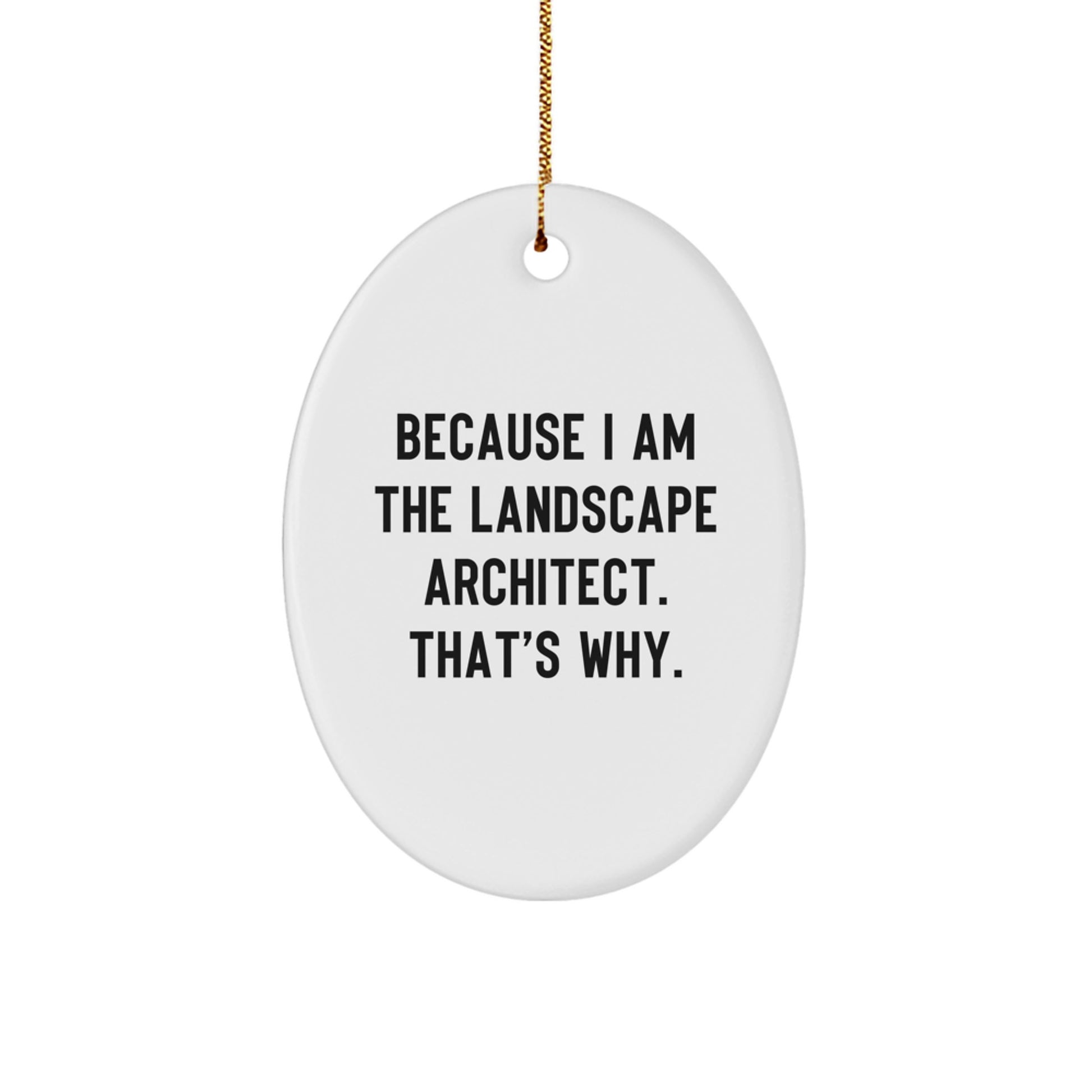 Funny Landscape Architect Gifts from Friends, Christmas Unique Oval Ornament - Because I Am The Landscape Architect. That's Why. - Image 1