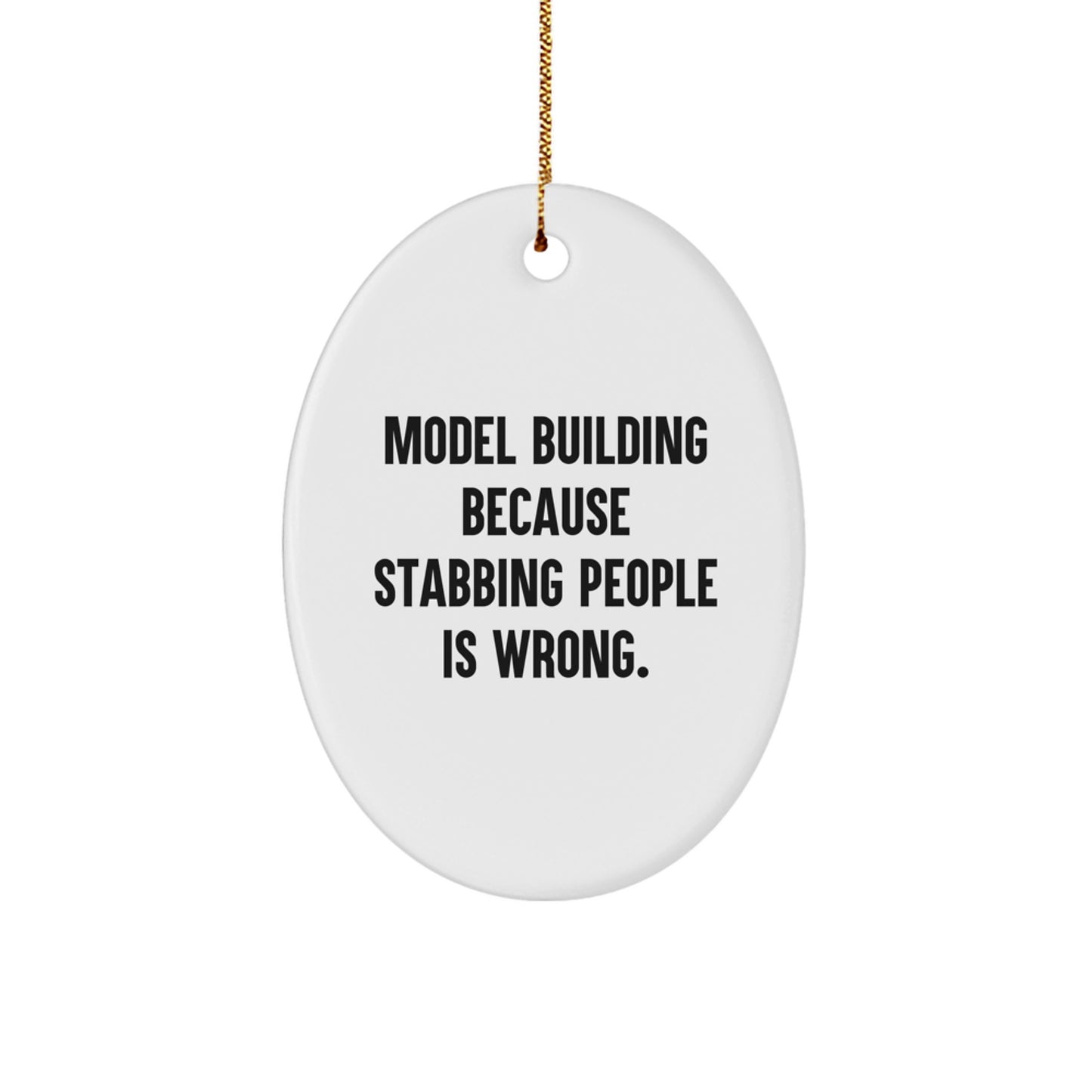 Funny Model Building Oval Ornament Gifts for Friends, Family, or Coworkers from Men, Women, or Kids - Christmas Unique Model Building Present - Image 1