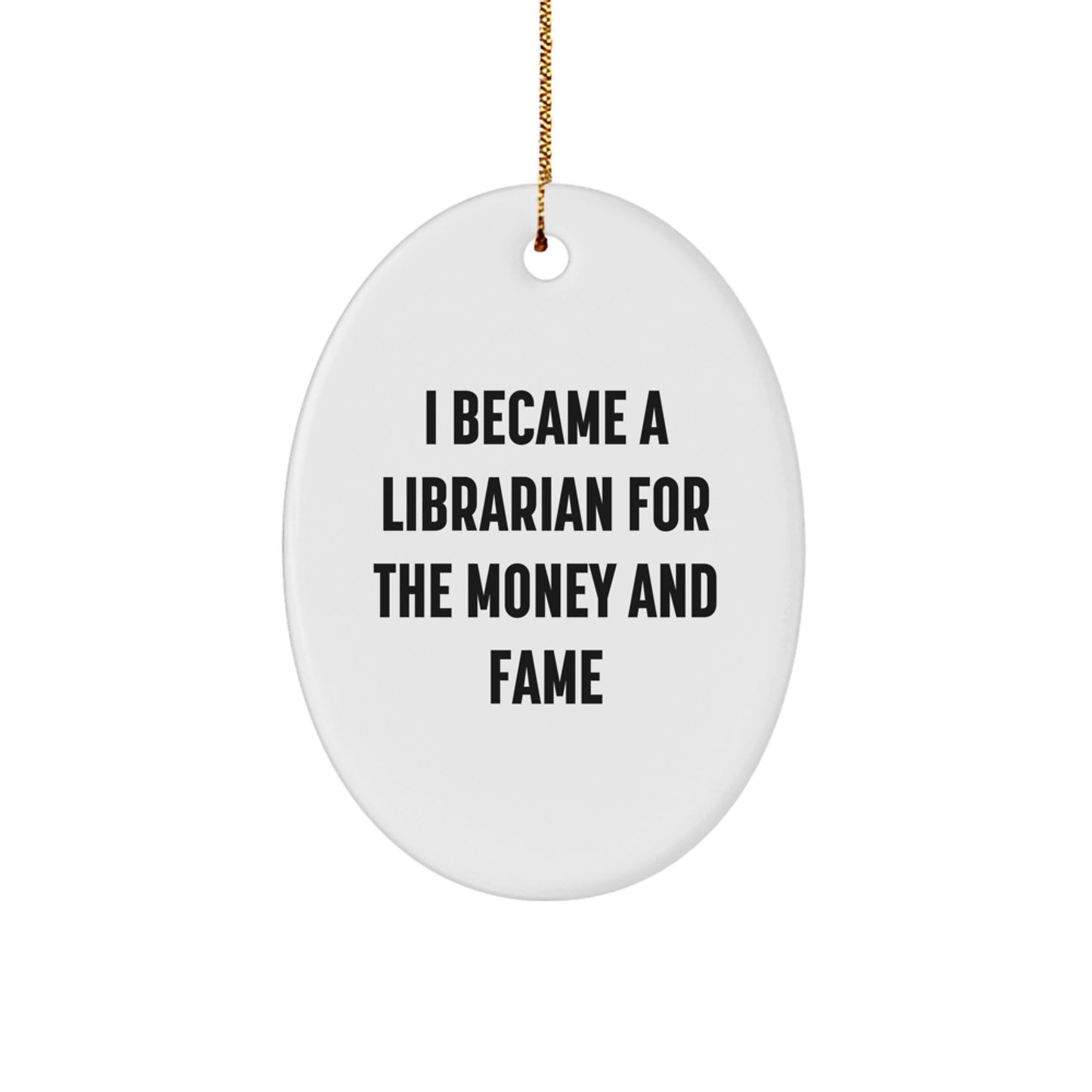 Funny Librarian Christmas Oval Ornament Gifts from Friends, Coworkers, Family for Librarian, Librarians, Book Lovers - Image 1