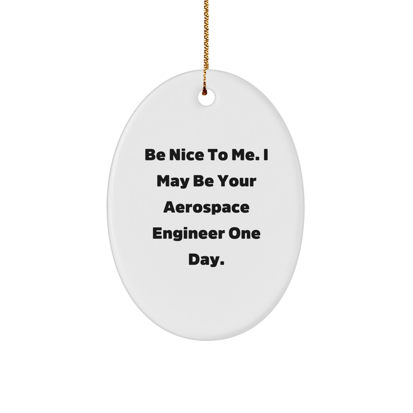 Aerospace Engineer Gifts for Him Funny Oval Ornament, Be Nice To Me One Day Christmas Unique - Victory Thru Vision