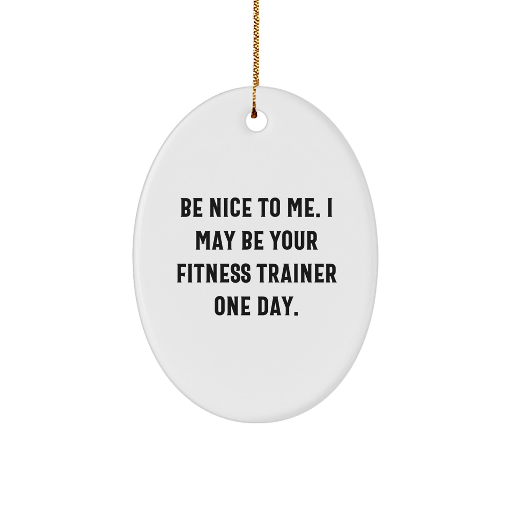 Funny Fitness Trainer Oval Ornament Gifts for Men from Friends - Be Nice To Me I May Be Your Fitness Trainer One Day Christmas Unique Gift - Image 1