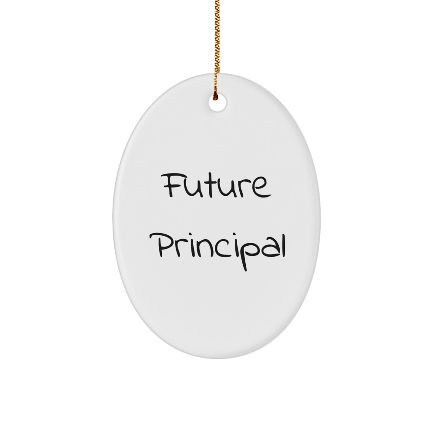 Funny Quote Gifts from Men for Future Principal Oval Ornament, Christmas Unique Gifts for Principal Friends and Family - Image 1