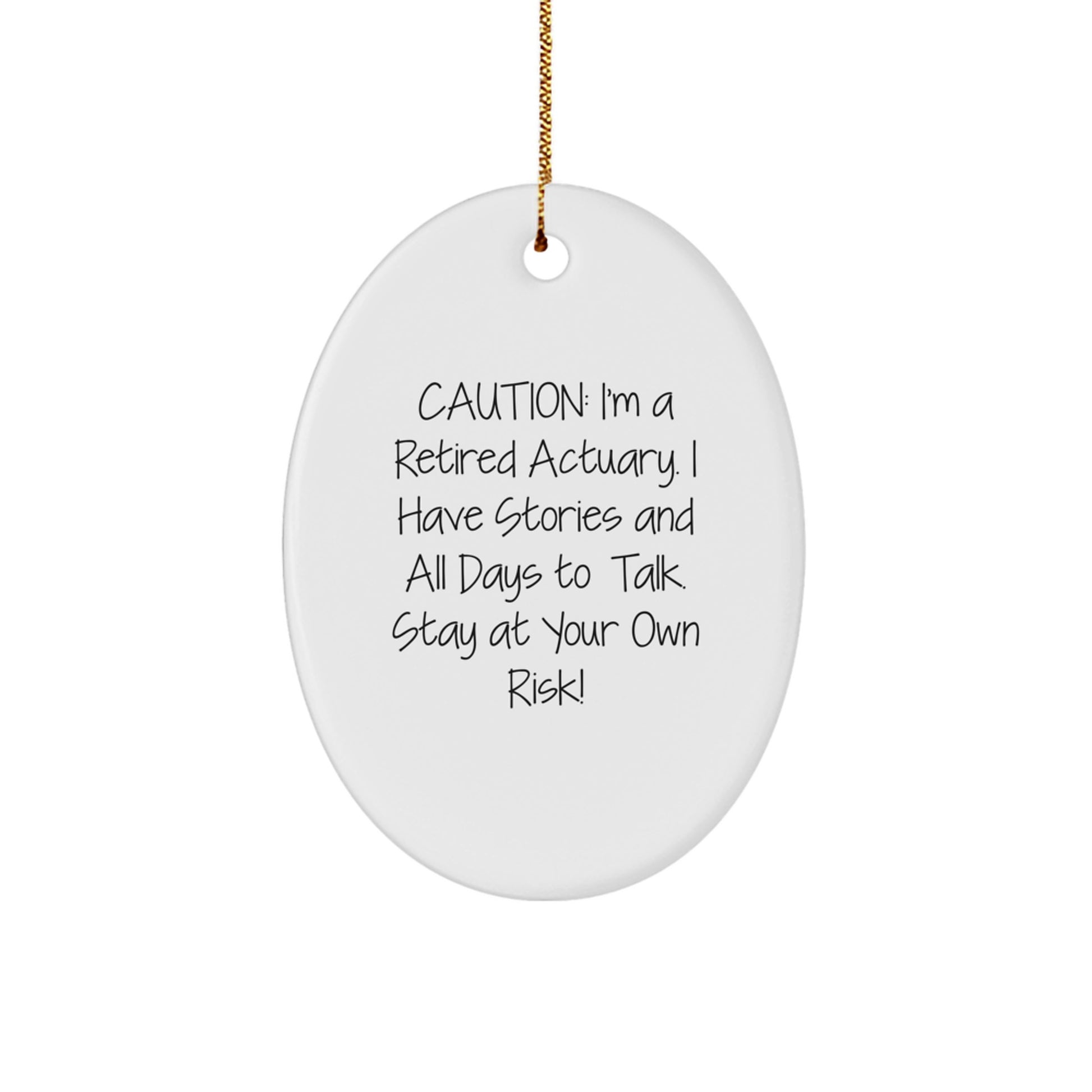Funny Gift for Actuary Friends - Unique Oval Ornament with Caution, Actuary Gifts, Christmas Decor, Oval Shaped, Gifts from Men, Women, Friends, Family - Image 1