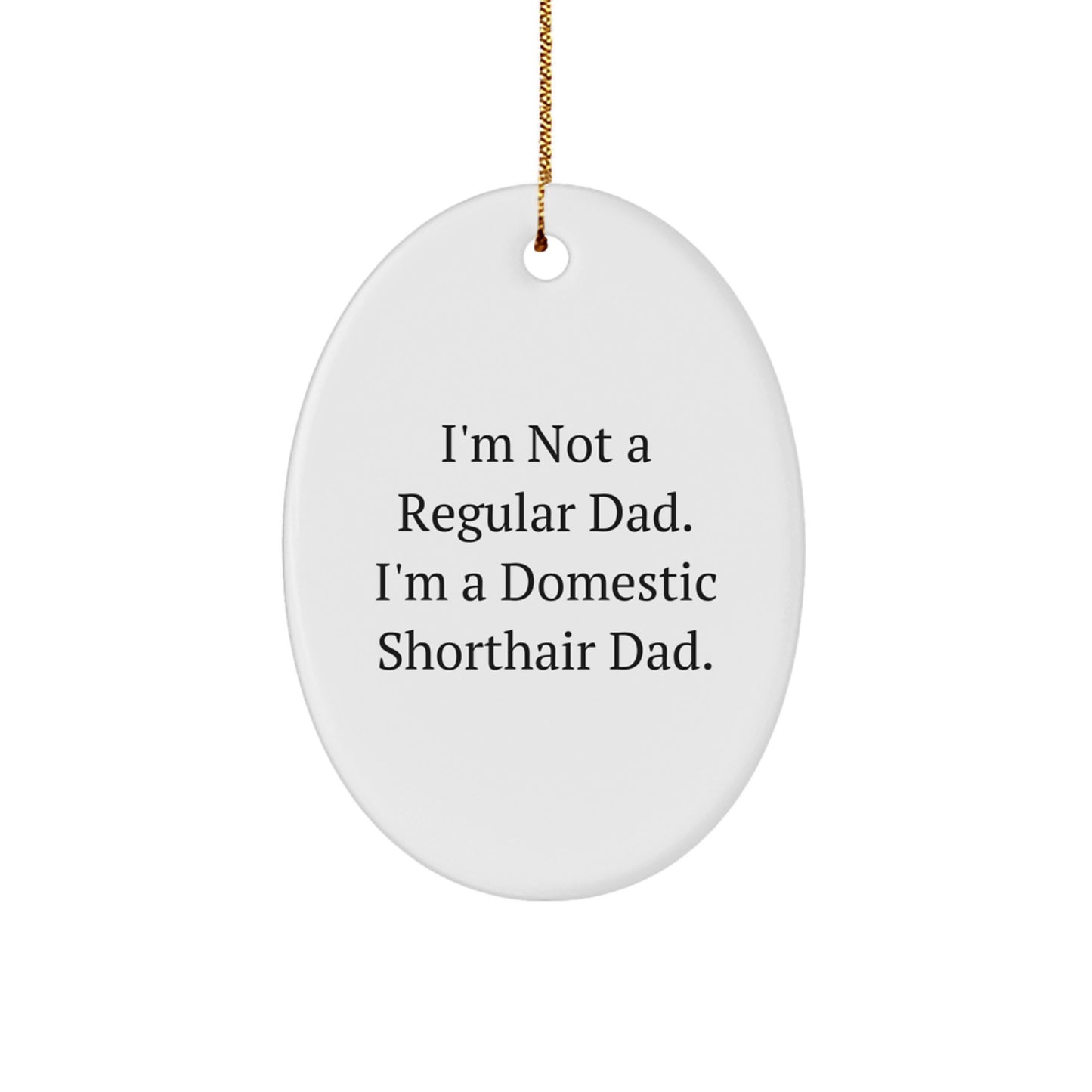 Funny Domestic Shorthair Cat Dad Gifts from Men, Unique Christmas Decorations for Home, Oval Ornament for Cat Lovers, I'm Not A Regular Dad. - Image 1