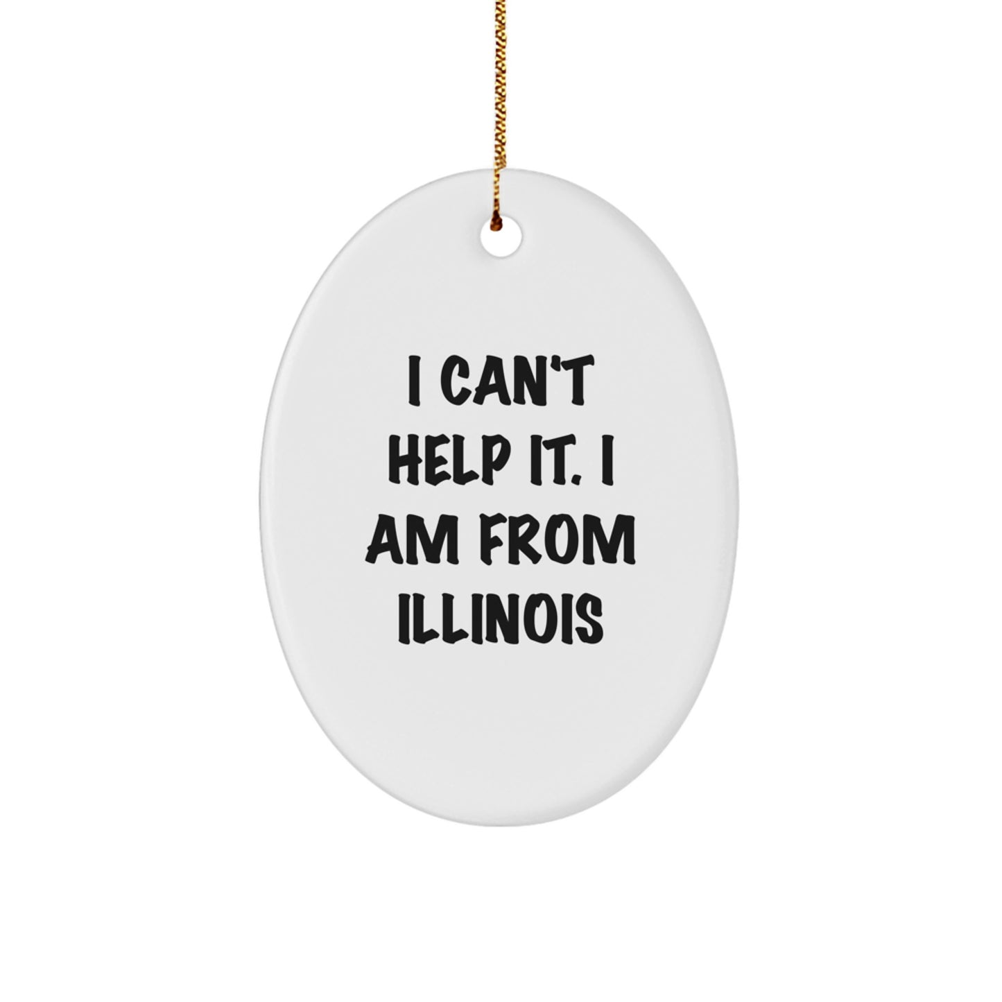 Funny Illinois Gifts from Friends, I'm From Illinois Oval Ornament for Illinois Family at Christmas, Unique Illinois Christmas Unique Gifts - Image 1