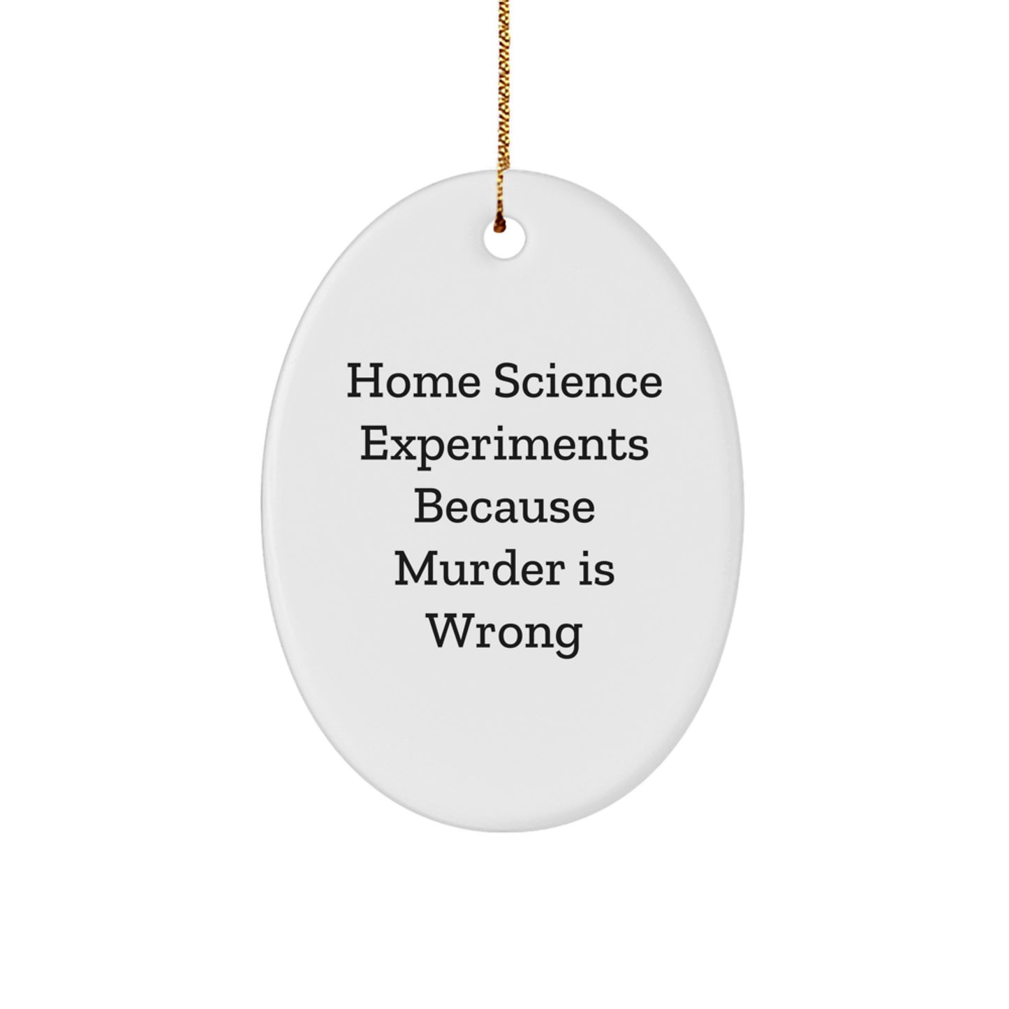 Gifts from Friends for Home Science Experiments Enthusiasts - Oval Ornament, Funny Quote, Christmas Unique Decor, Home Science Experiments Because Murder Is Wrong - Image 1
