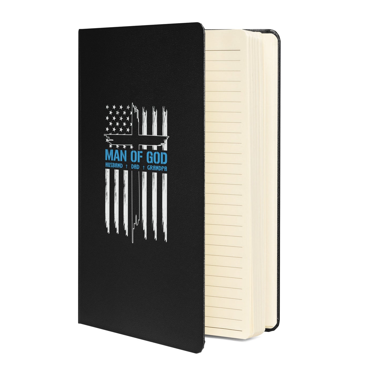 Patriotic Man of God Journal, Religious Notebook, Inspirational, Christian Notebook, American Flag, Hardcover bound notebook - Victory Thru Vision
