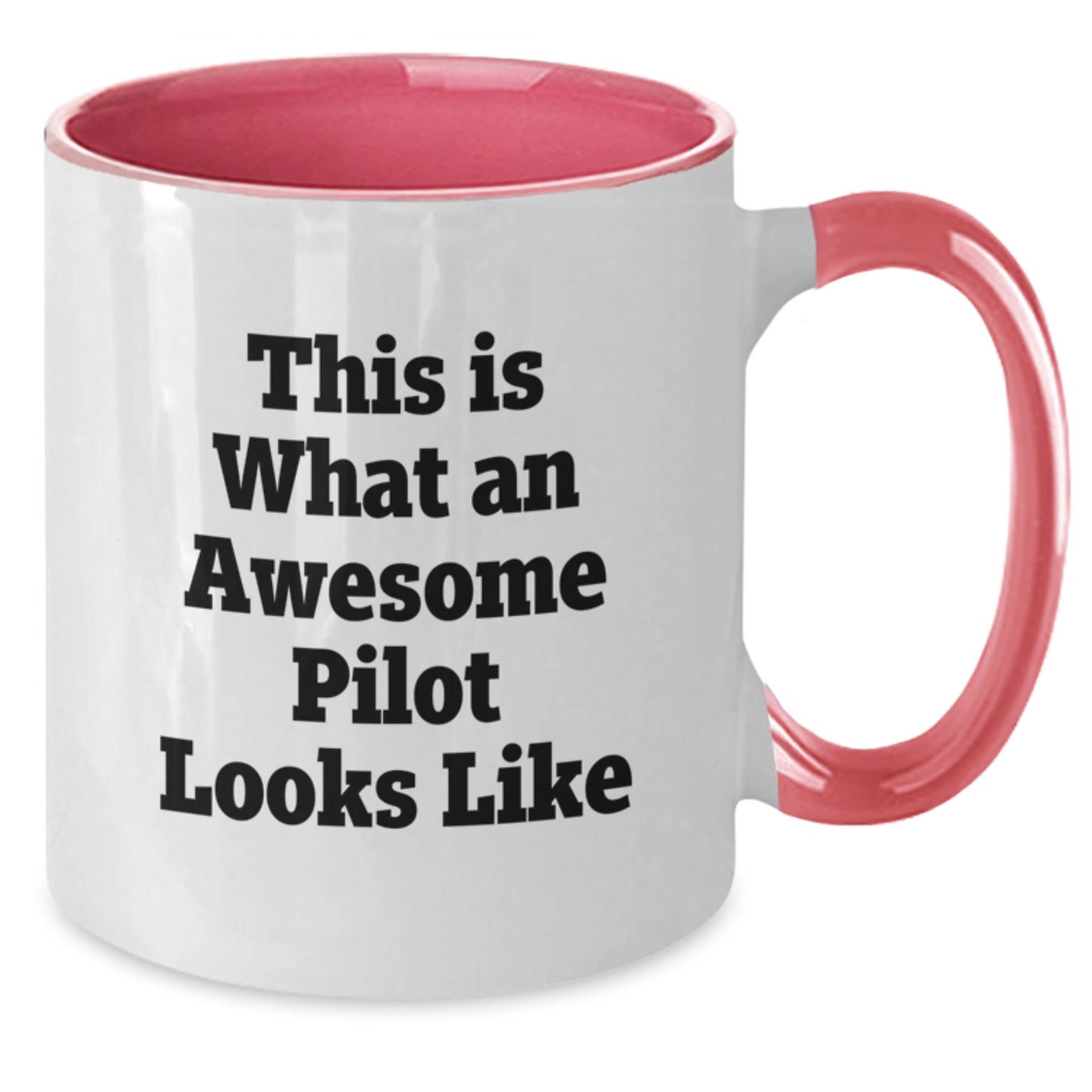 Pilot Gifts from Men - Two Tone Coffee Mug with Inspirational Quote 'This Is What An Awesome Pilot Looks Like' for Graduation - Victory Thru Vision