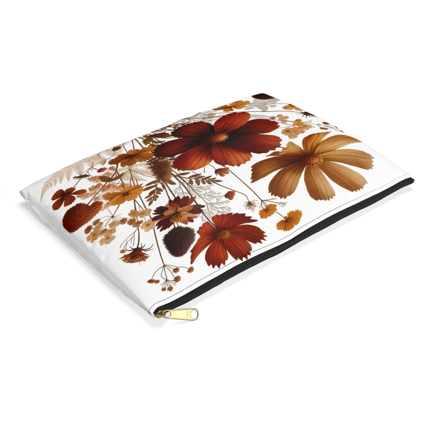 Pressed Flowers Accessory Pouch, Floral Makeup Bag, Botanical Zipper Case, Cosmetic Organizer, Gift for Nature Lover - Victory Thru Vision
