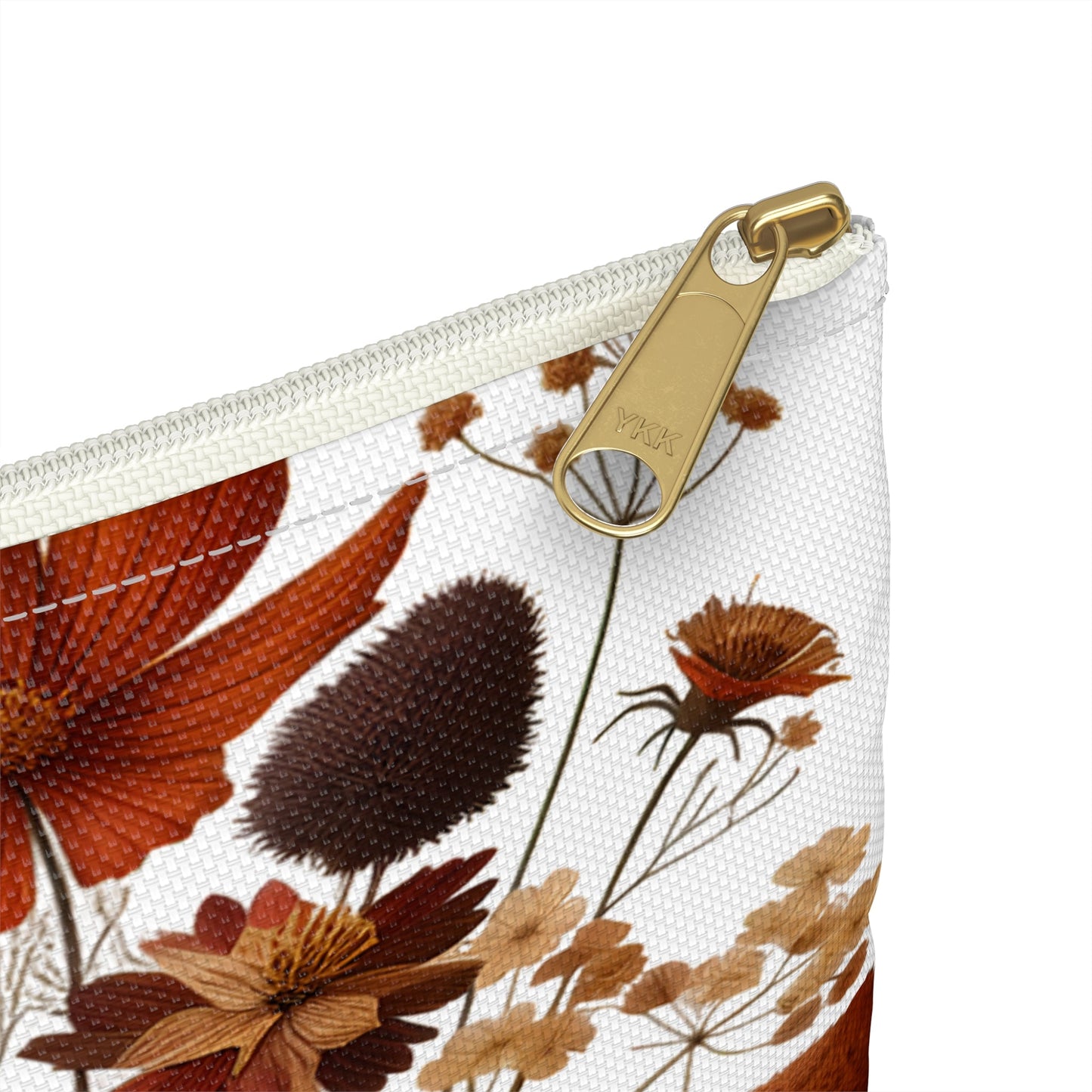 Pressed Flowers Accessory Pouch, Floral Makeup Bag, Botanical Zipper Case, Cosmetic Organizer, Gift for Nature Lover - Victory Thru Vision