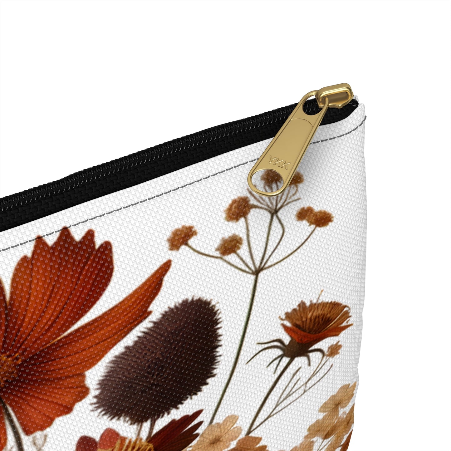 Pressed Flowers Accessory Pouch, Floral Makeup Bag, Botanical Zipper Case, Cosmetic Organizer, Gift for Nature Lover - Victory Thru Vision