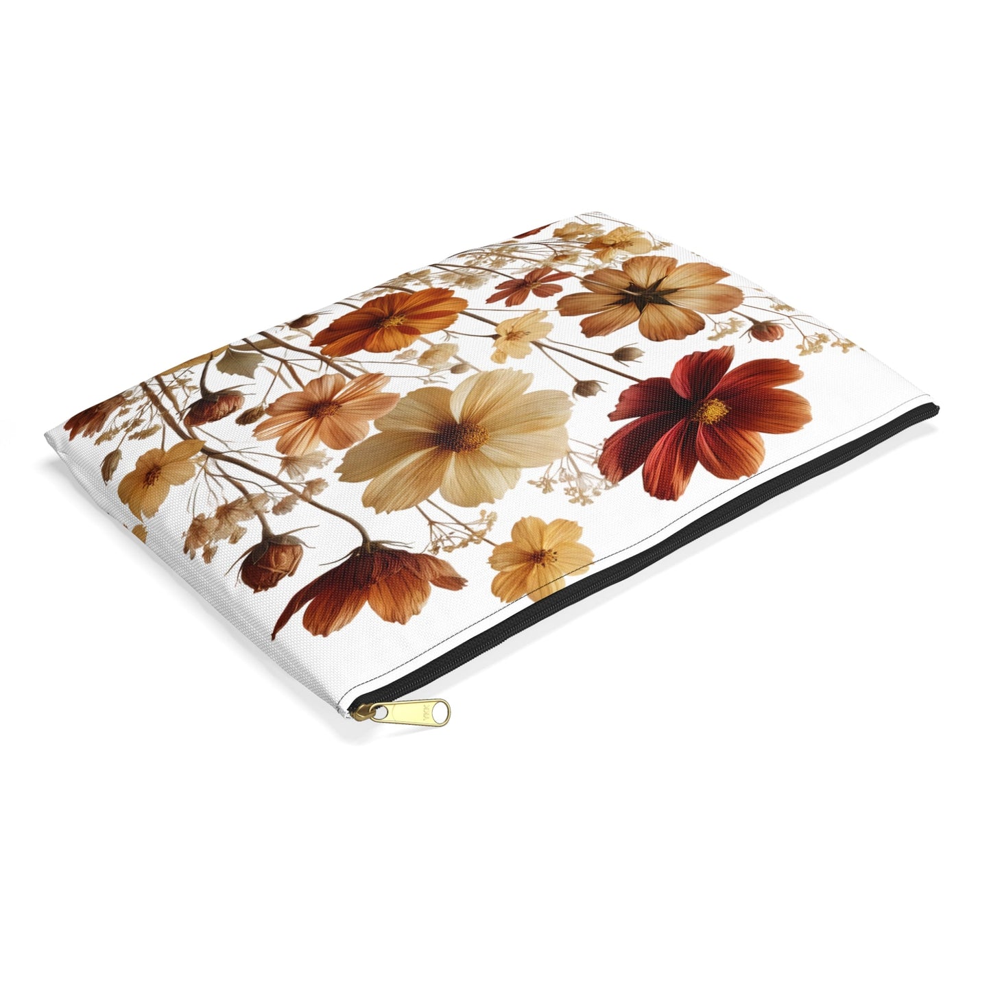 Pressed Wildflowers Accessory Pouch, Floral Makeup Bag, Botanical Zipper Pouch, Small Travel Organizer, Gift for Gardeners - Victory Thru Vision