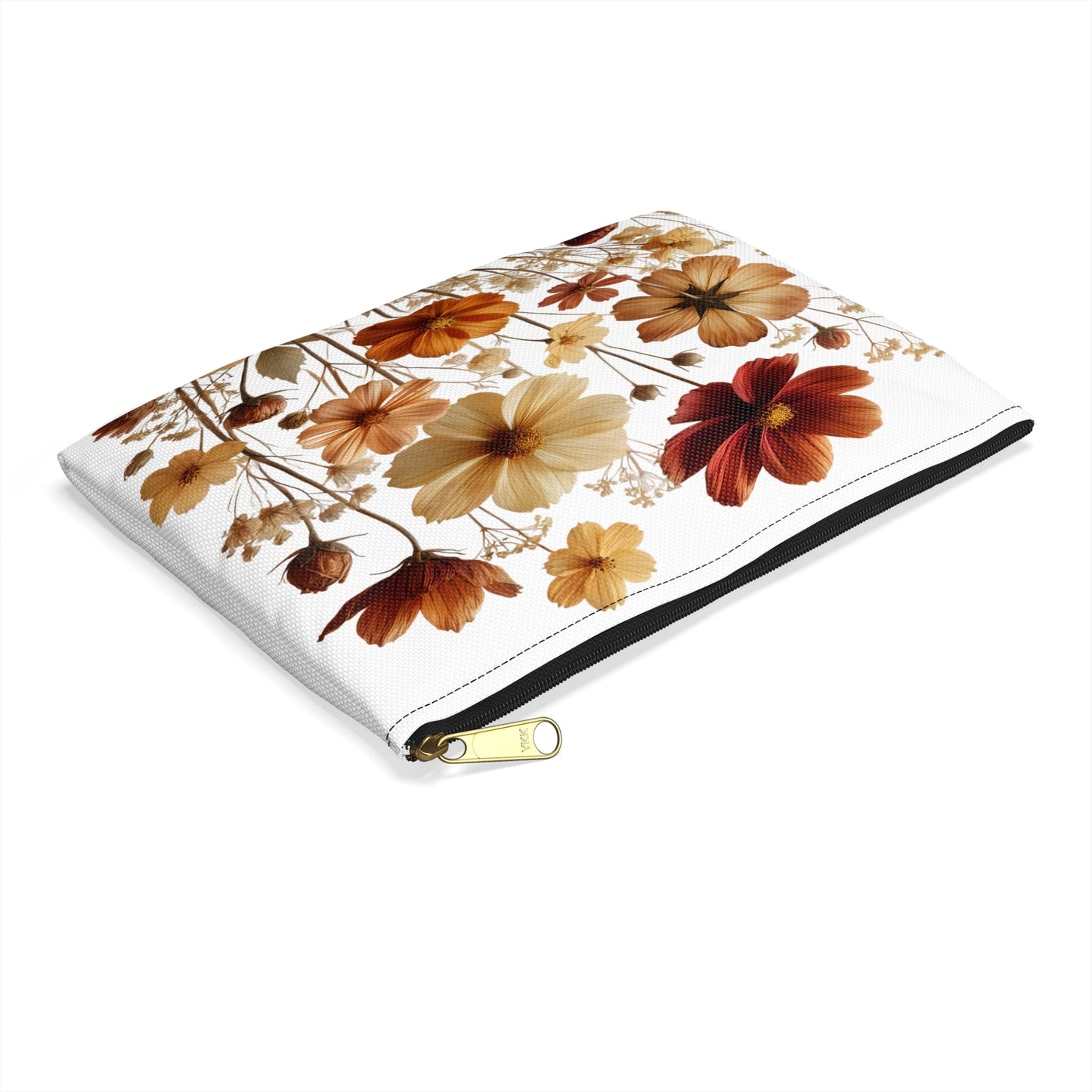 Pressed Wildflowers Accessory Pouch, Floral Makeup Bag, Botanical Zipper Pouch, Small Travel Organizer, Gift for Gardeners - Victory Thru Vision
