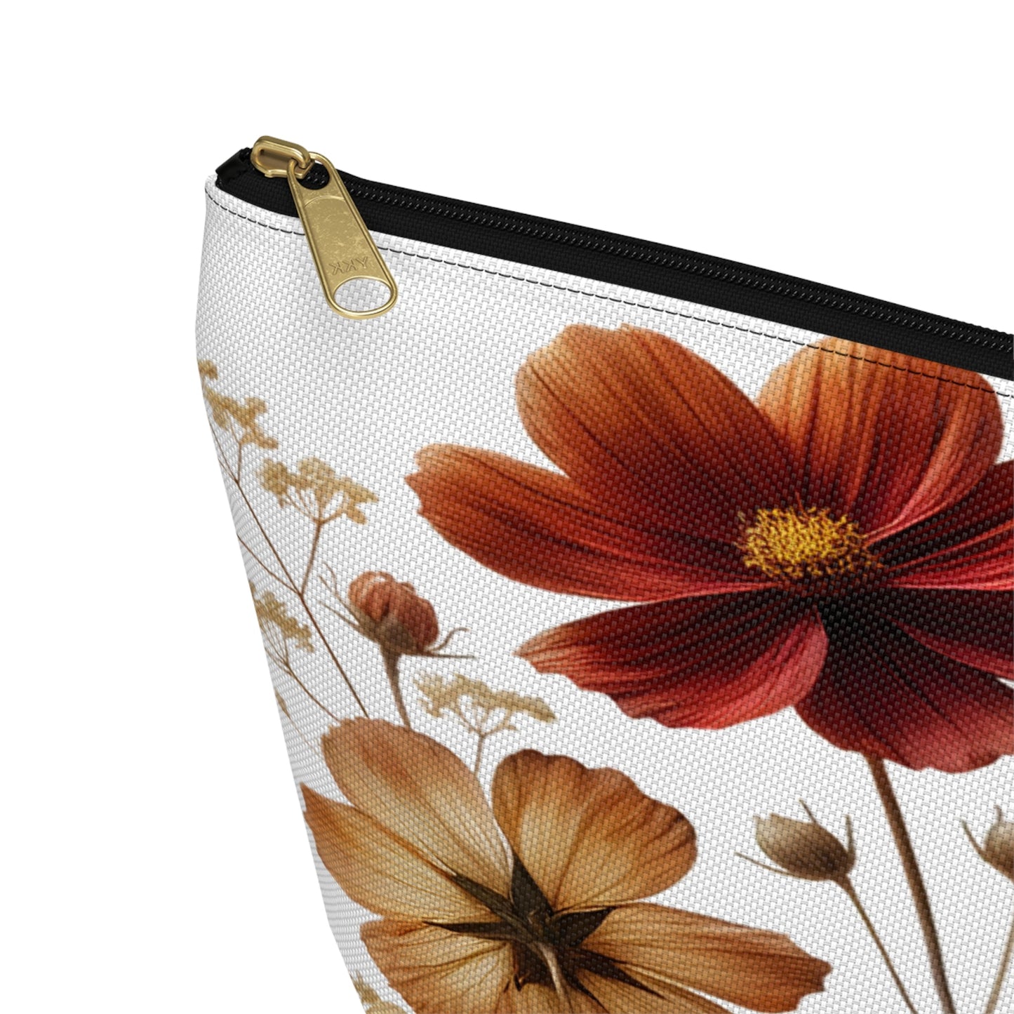 Pressed Wildflowers Design, Floral Makeup Bag, Botanical Toiletry Bag, Gift for Nature Lover, Accessory Pouch - Victory Thru Vision