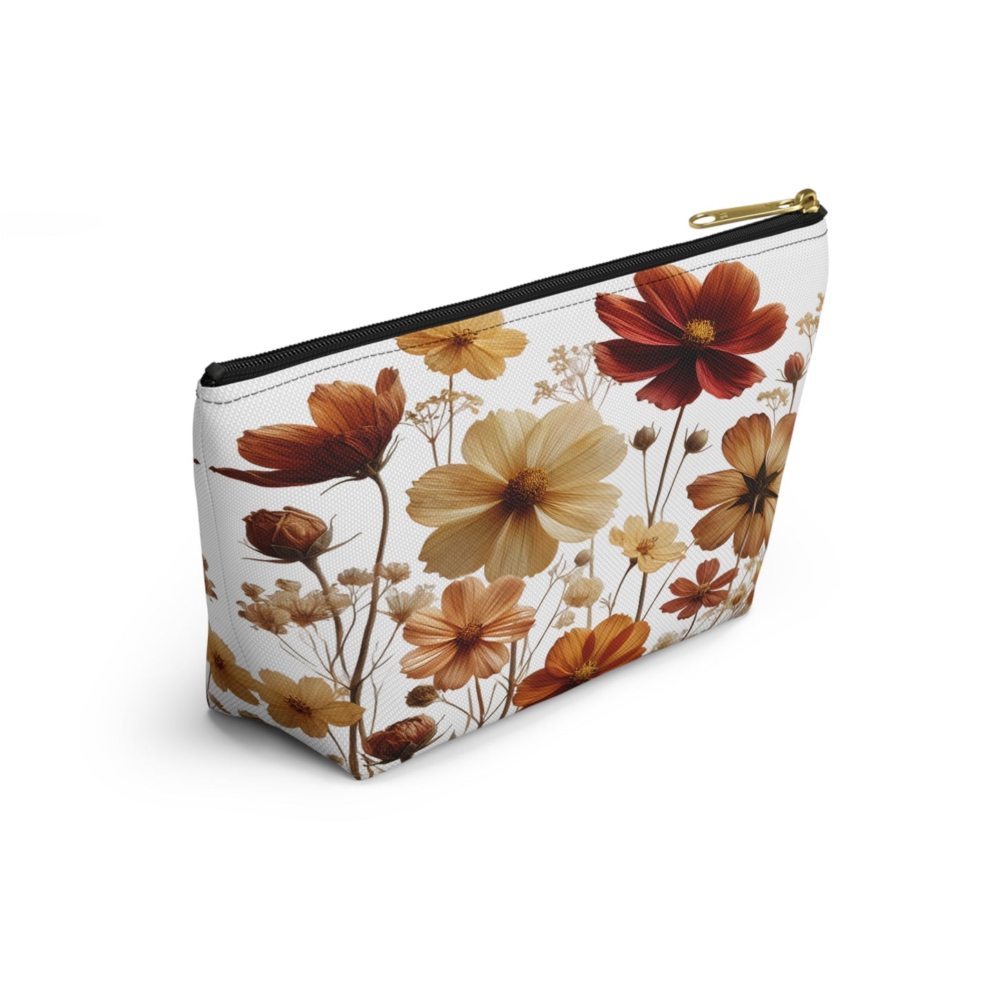 Pressed Wildflowers Design, Floral Makeup Bag, Botanical Toiletry Bag, Gift for Nature Lover, Accessory Pouch - Victory Thru Vision