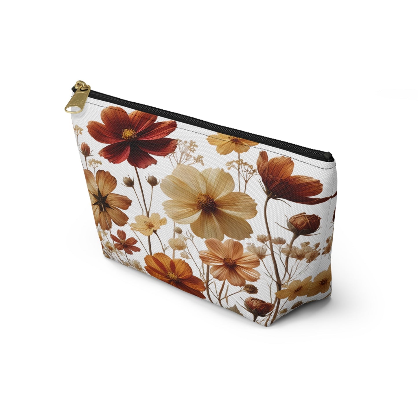 Pressed Wildflowers Design, Floral Makeup Bag, Botanical Toiletry Bag, Gift for Nature Lover, Accessory Pouch - Victory Thru Vision