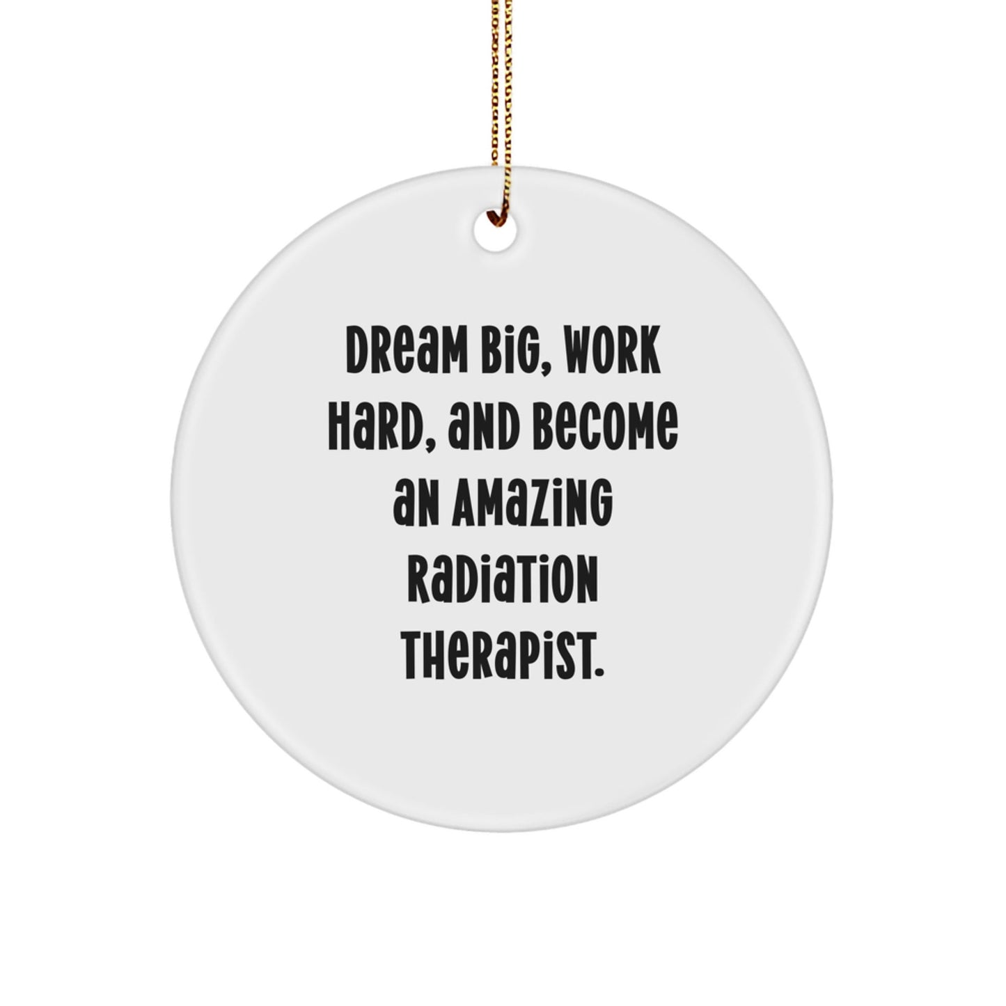 Radiation Therapist Gifts from Friends - Inspirational Circle Ornament for Christmas, 'Dream Big, Work Hard, And Become An Amazing Radiation Therapist.' - Victory Thru Vision