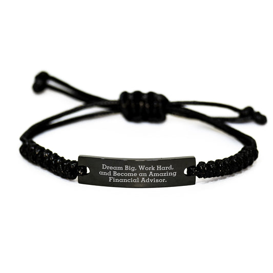 Financial Advisor Rope Bracelet Gifts from Friends for Men - 'Dream Big Work Hard' Inspirational Motivational Christmas Unique Presents - Image 1