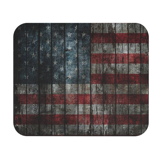 Rustic American Flag Mouse Pad, Patriotic Desk Decor, USA Flag Mouse Mat, Vintage Americana Office Accessory - Victory Thru Vision