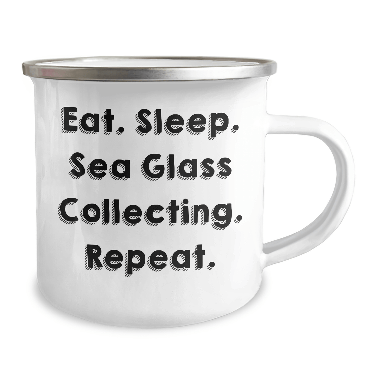 Sea Glass Collecting Enthusiasts Gifts from Family for Men Dad's Funny Camping Mug, Eat. Sleep. Sea Glass Collecting. Repeat., Perfect for Father's Day - Victory Thru Vision