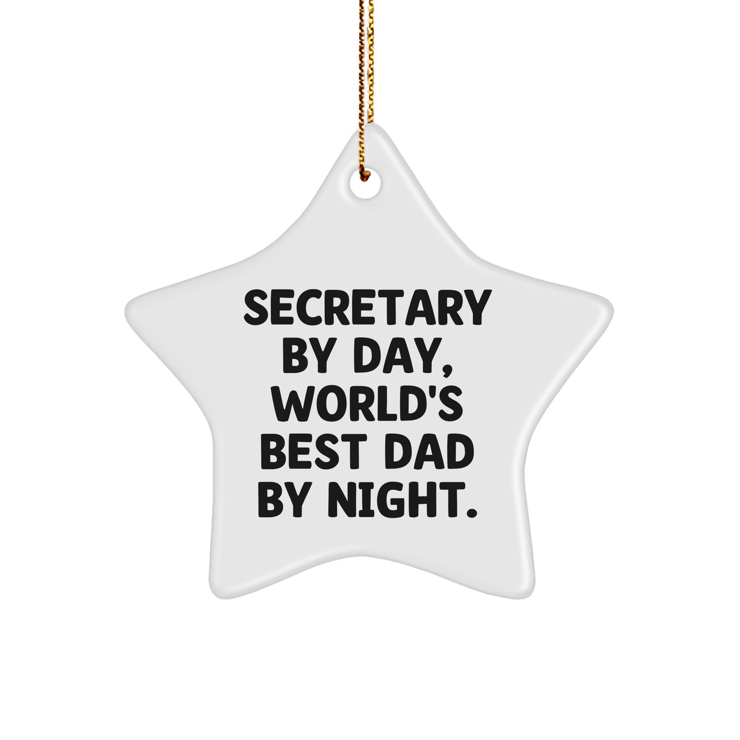 Secretary by Day, Star Ornament for Christmas Unique Gift from Dad to Best Secretary - Victory Thru Vision