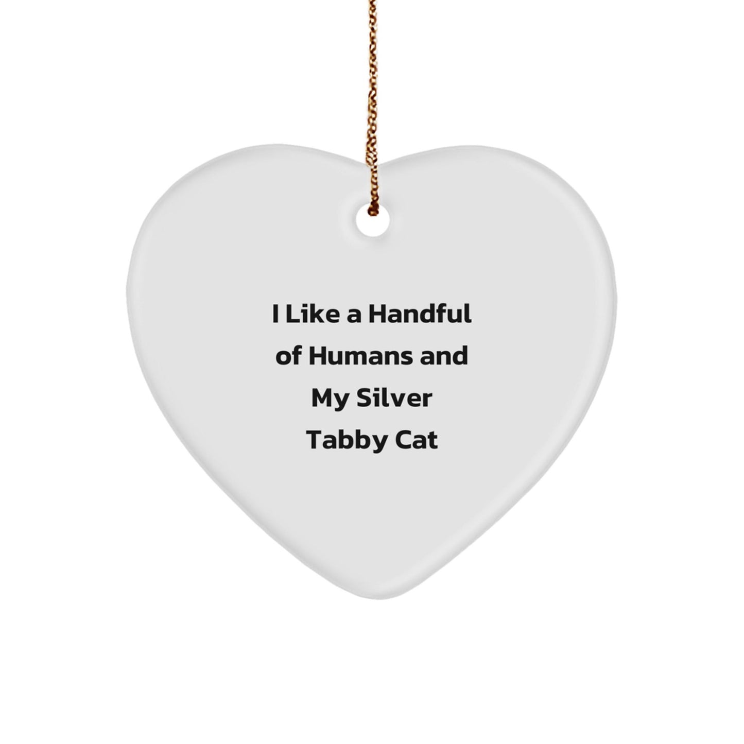 Silver Tabby Cat Lovers Heart Ornament Gifts from Friends to Family - Victory Thru Vision