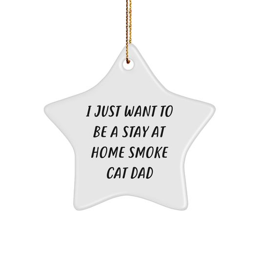Smoke Cat Dad's Delight, Funny Quote Gift for Friends, Unique Star Ornament for Christmas, Gifts from Men, Gifts for Smoke Cat Lovers - Victory Thru Vision