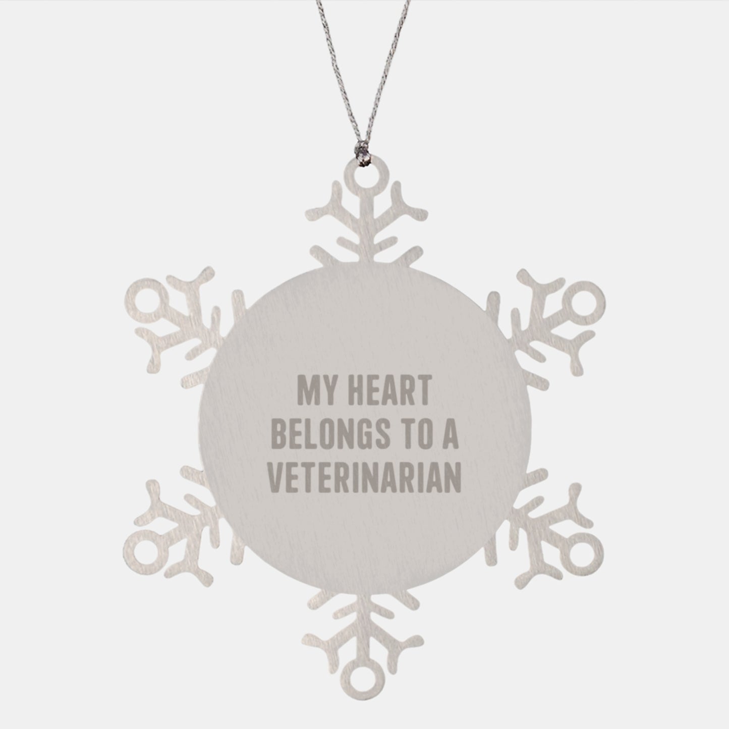 Veterinarian Snowflake Ornament, Funny Quote Gifts from Friends for Men, Christmas Unique Presents for Her, My Heart Belongs To A Veterinarian - Image 1