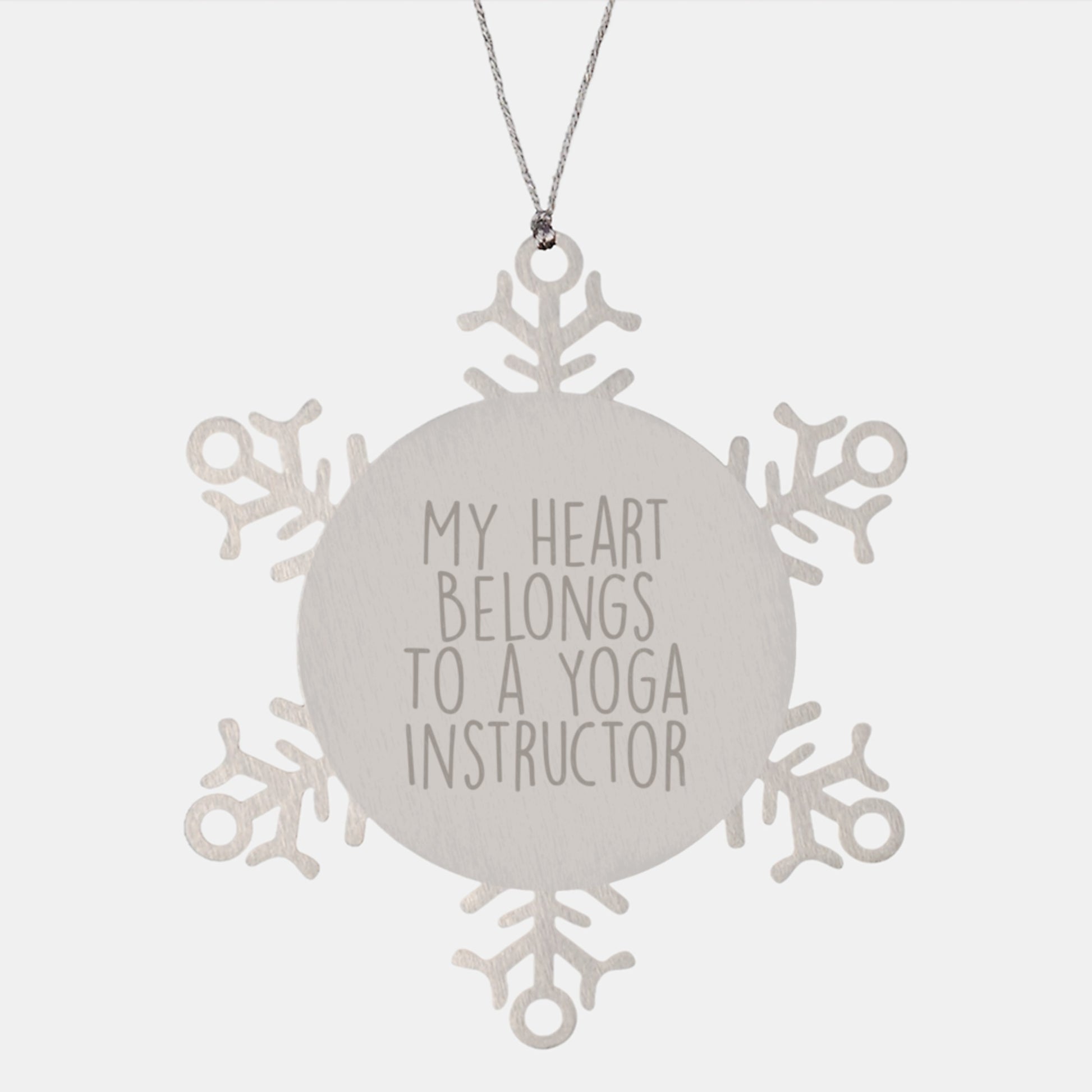 Yoga Instructor Gifts from Friends for Christmas - My Heart Belongs To A Yoga Instructor Snowflake Ornament, Durable Stainless Steel - Image 1