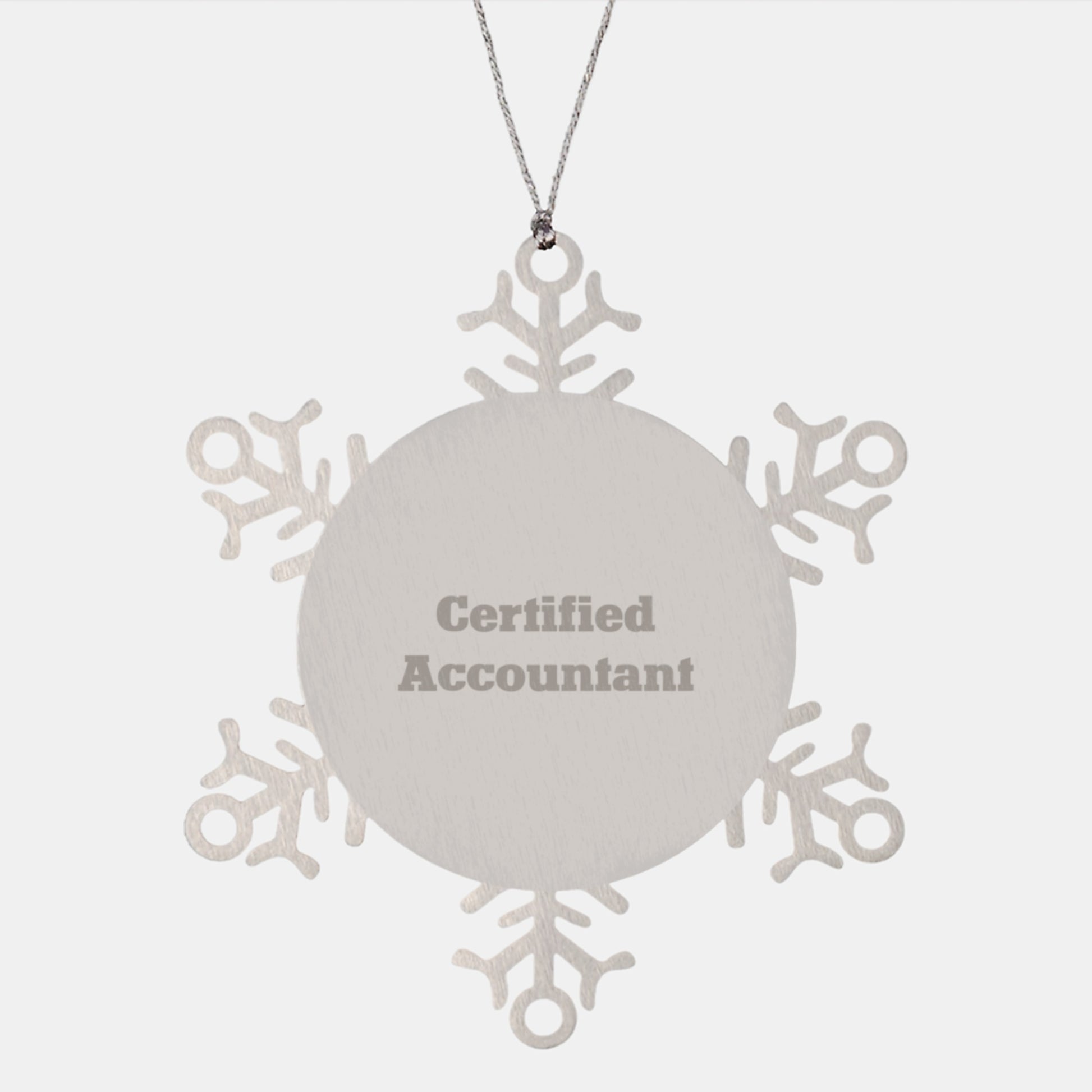 Funny Snowflake Ornament Gifts from Accountants for Christmas - 'Certified Accountant' Quote, Shatterproof Stainless Steel, 3.14 inches diameter - Image 1