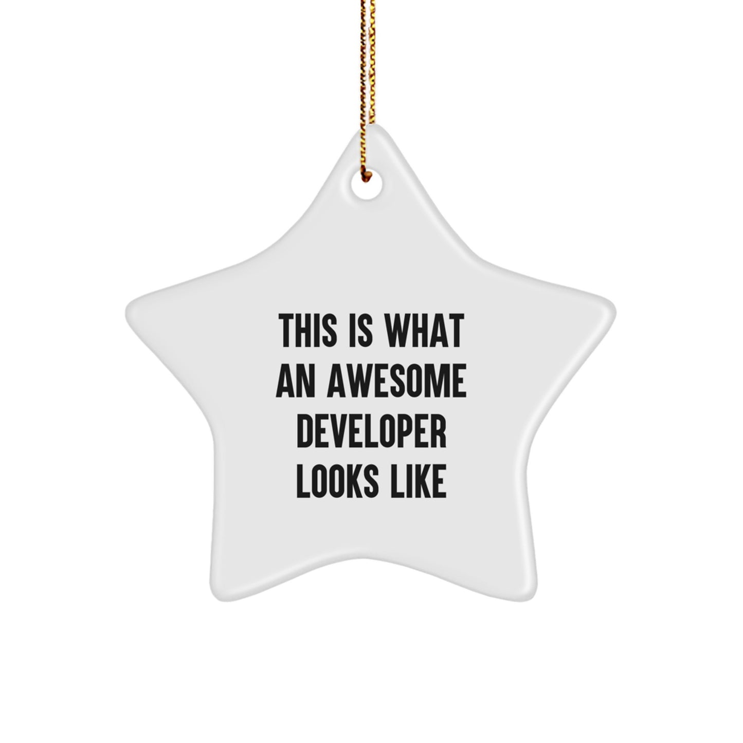Funny Developer Gifts - This Is What An Awesome Developer Looks Like Star Ornament, White Color, Star Shaped, Perfect for Developer Coworkers and Family - Image 1