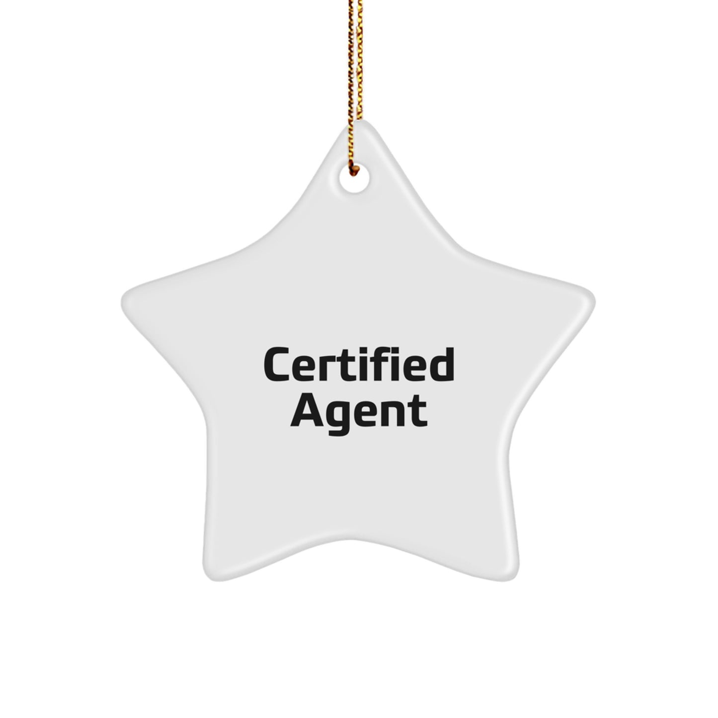 Agent Star Ornament, Funny Quote Gifts from Friends to Men, White Star Shaped, 'You're a Star', Christmas Unique Agent Gifts - Image 1