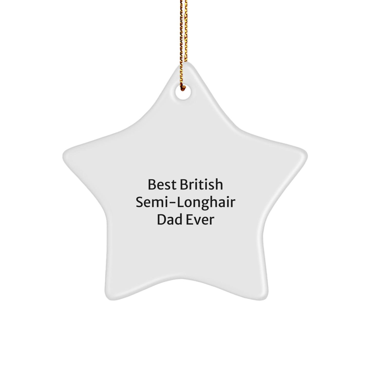 British Semi-Longhair Cat Star Ornament Funny Gift for Men from Family Friends Coworkers, 'Best British Semi-longhair Dad Ever' Christmas Unique Gift - Image 1