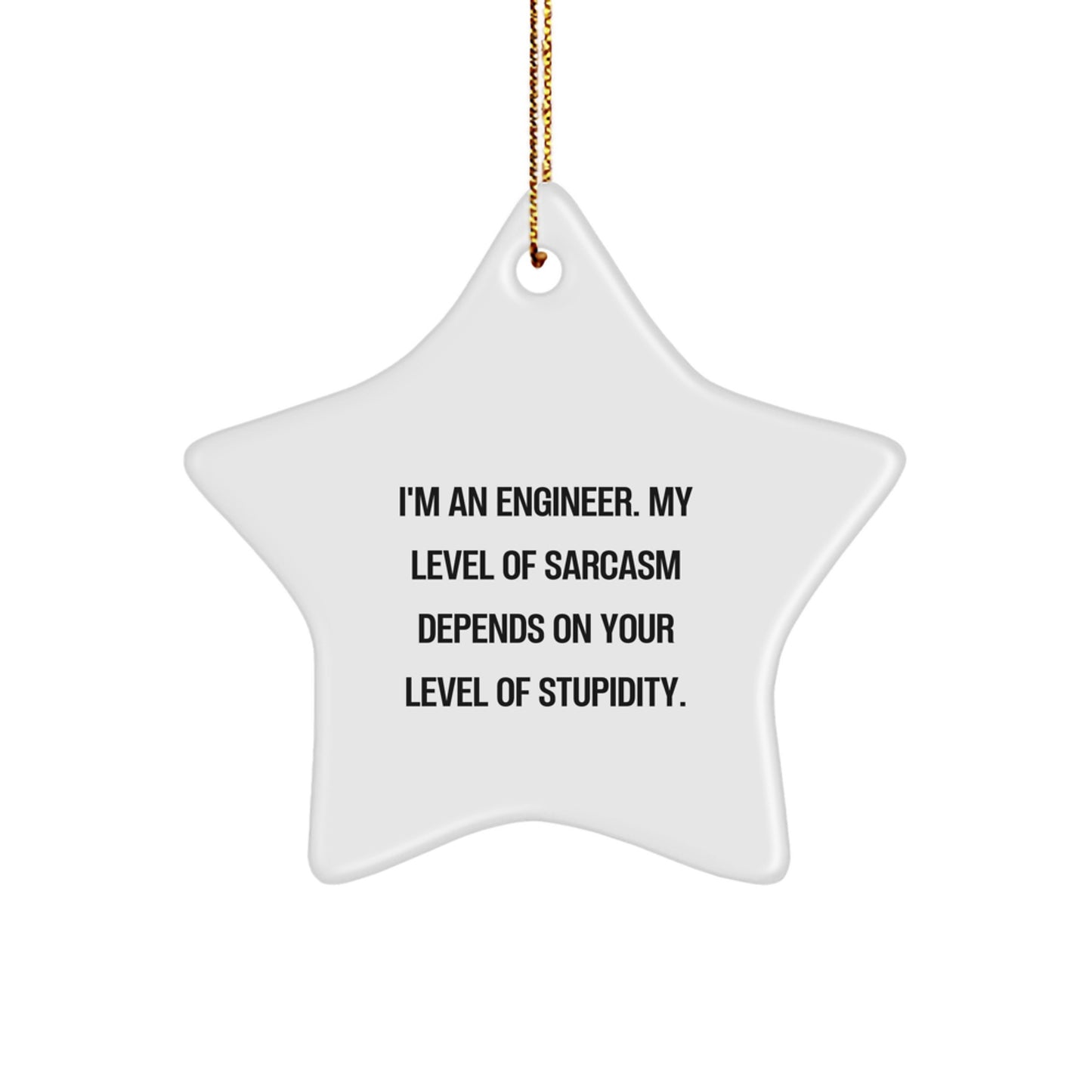 Funny Engineer Star Ornament Gifts for Men Women from Friends Coworkers Family - 'I'm An Engineer My Level Of Sarcasm Depends On Your Level Of Stupidity' Christmas Unique Gifts - Image 1