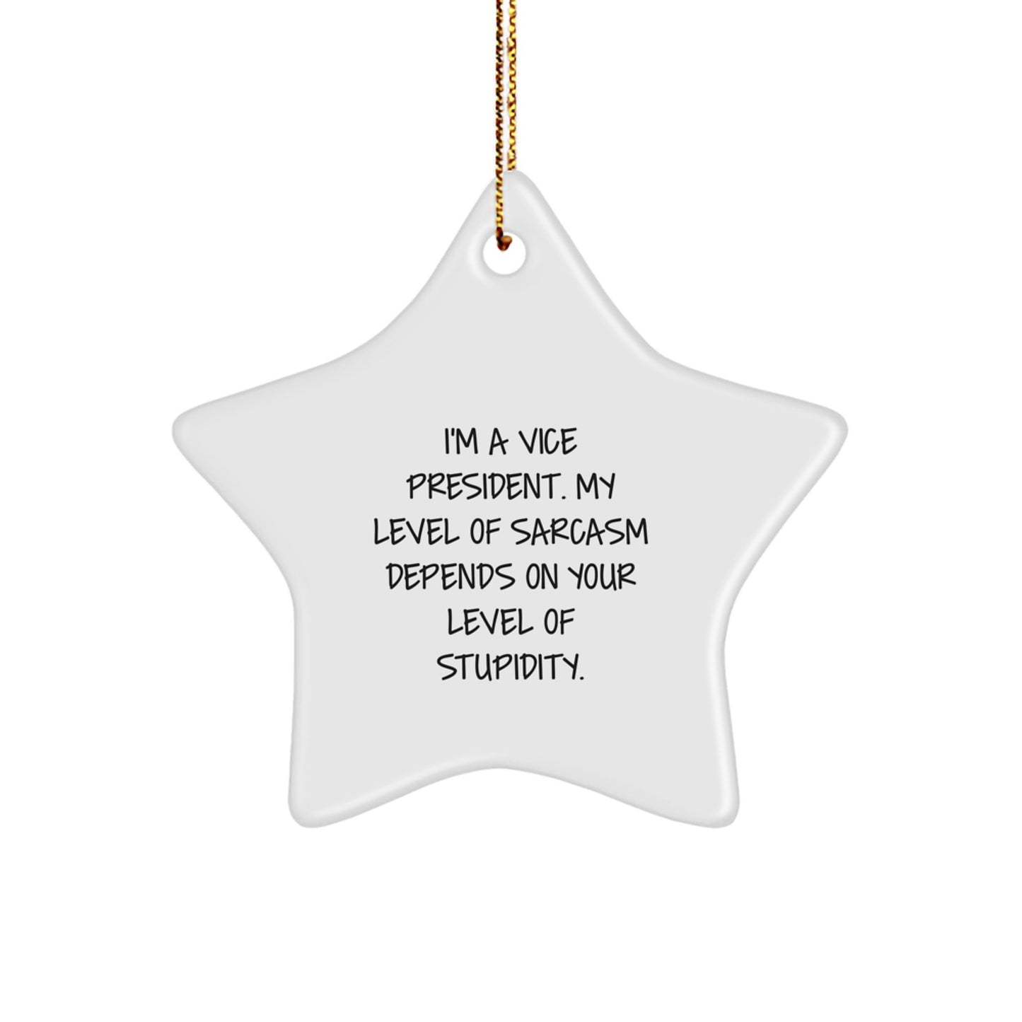 Funny Vice President Gifts for Men, Vice President Star Ornament with I'm A Vice President. My Level Of Sarcasm Depends On Your Level Of Stupidity. Quote, Christmas Unique Gifts from Friends - Image 1