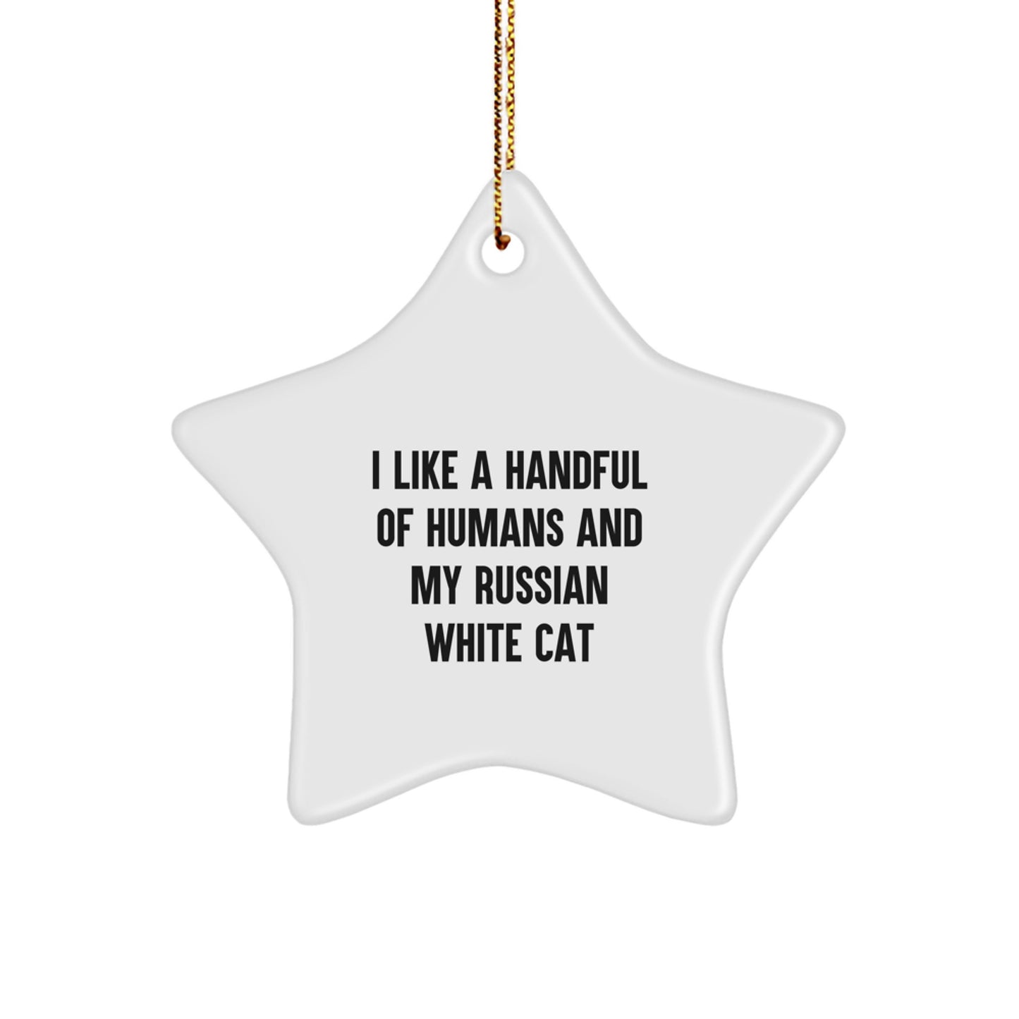 Cute Russian White Cat Lover Gifts from Men for Christmas Star Ornament - Image 1