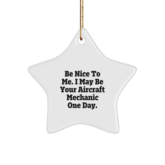 Funny Aircraft Mechanic Gifts from Friends, Gifts for Aircraft Mechanic Men, Star Ornament for Christmas Unique Gifts - Image 1