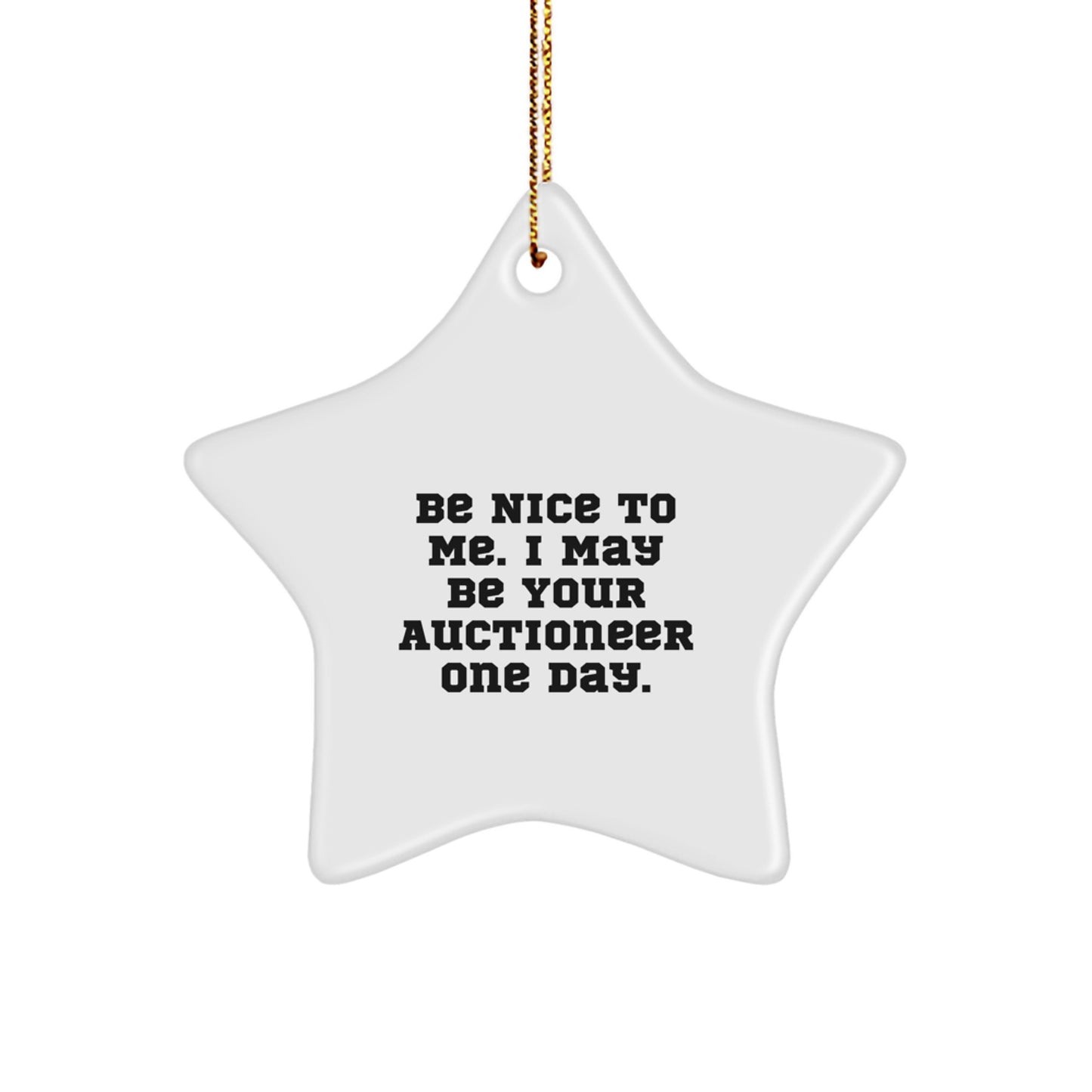 Funny Auctioneer Gifts, Be Nice To Me. I May Be Your Auctioneer One Day., Star Ornament, Christmas Unique Gifts from Men to Friends - Image 1